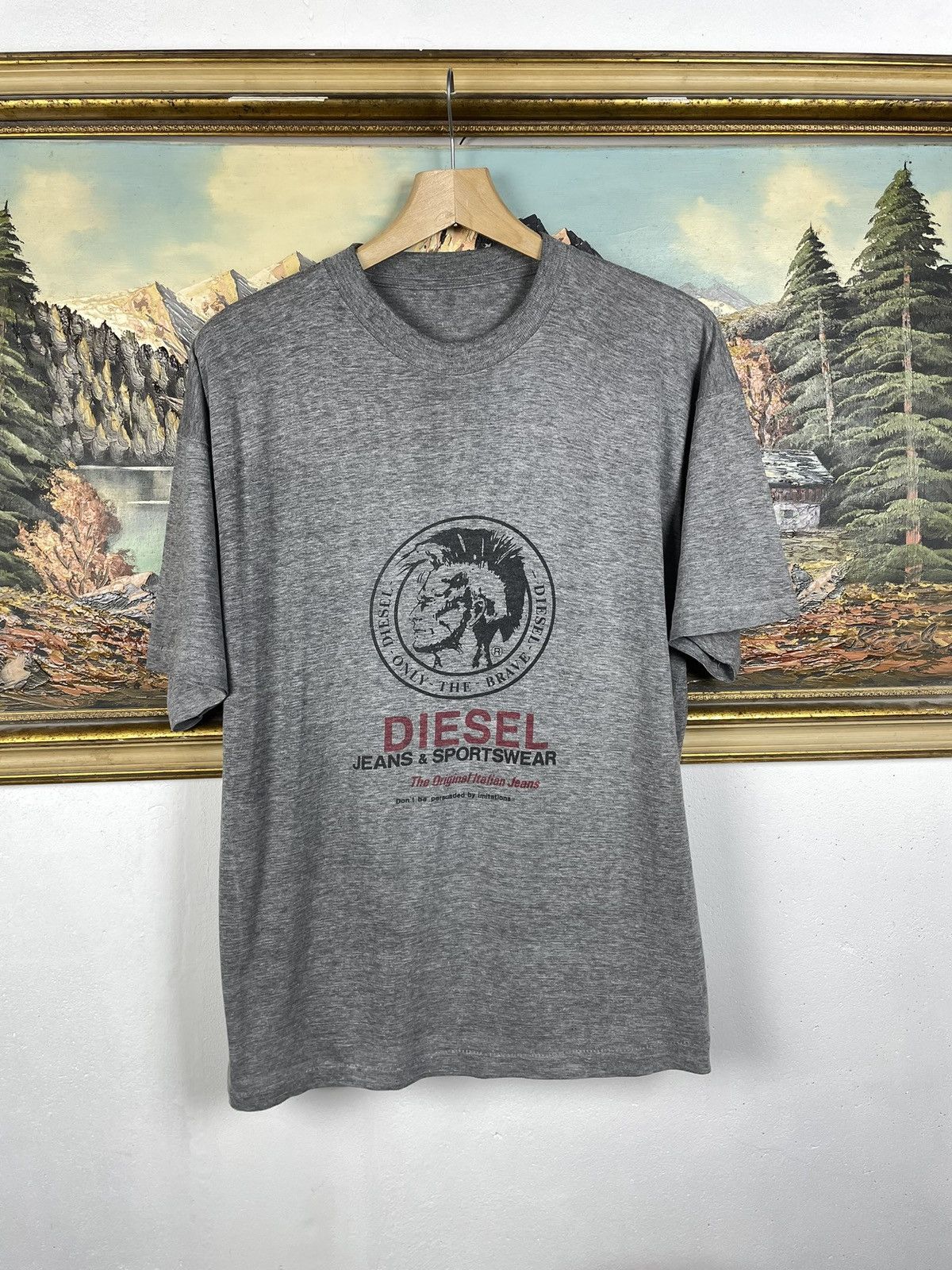 Diesel Diesel Y2k Vintage Gray Tee Big Logo Avant Garde Cyber Swag Size US XL / EU 56 / 4 - 1 Thumbnail