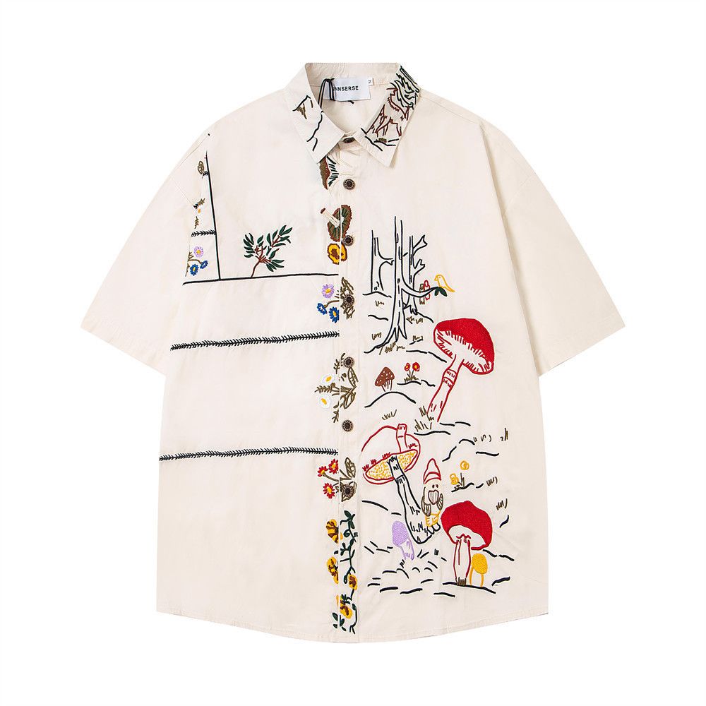 Japanese Brand × Vintage Men's loose lapel fun embroidered cartoon casual shirt Size US M / EU 48-50 / 2 - 1 Thumbnail