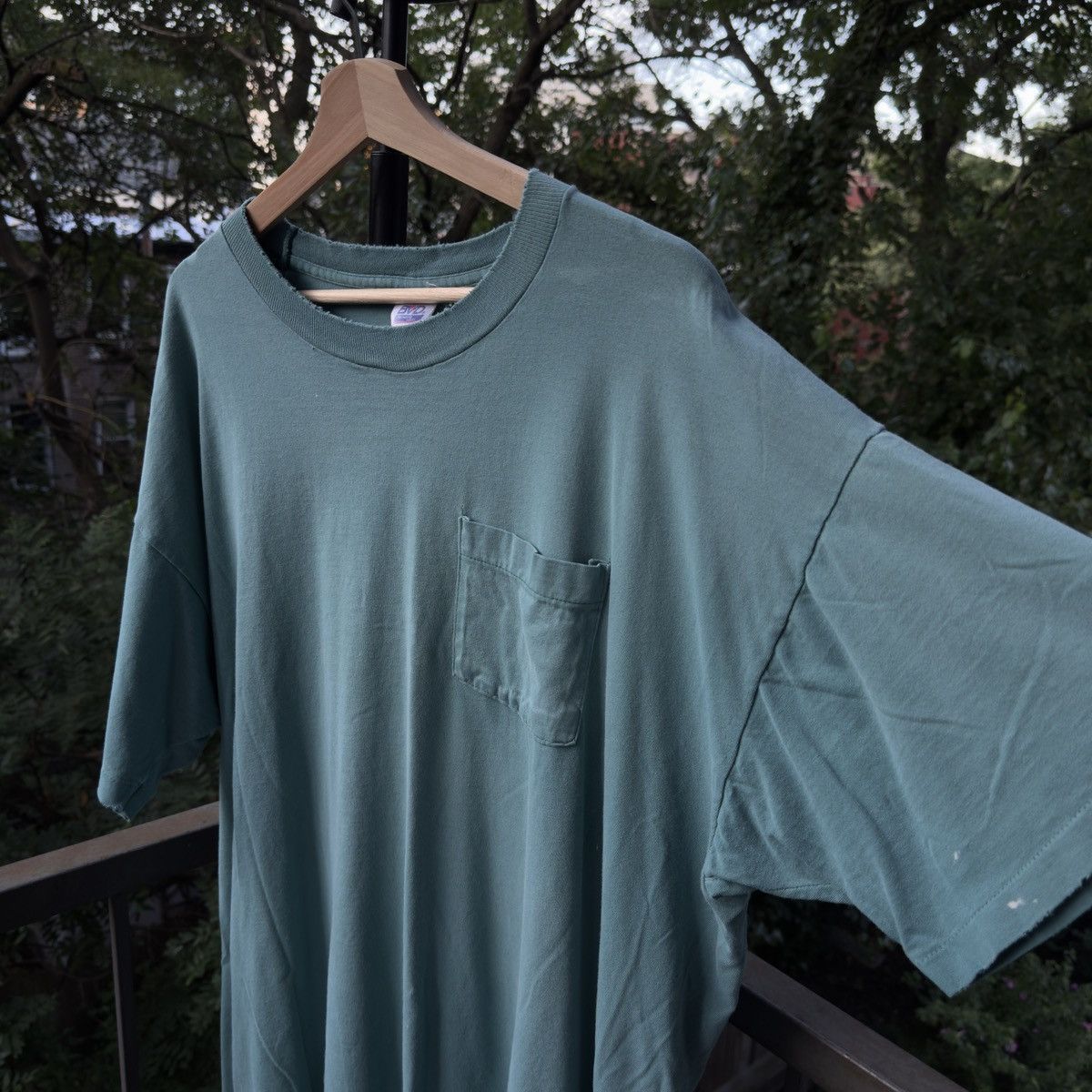 Vintage Thrashed Distressed Faded Teal Single Stitch Tee ERD Grunge Size US XXL / EU 58 / 5 - 6 Thumbnail