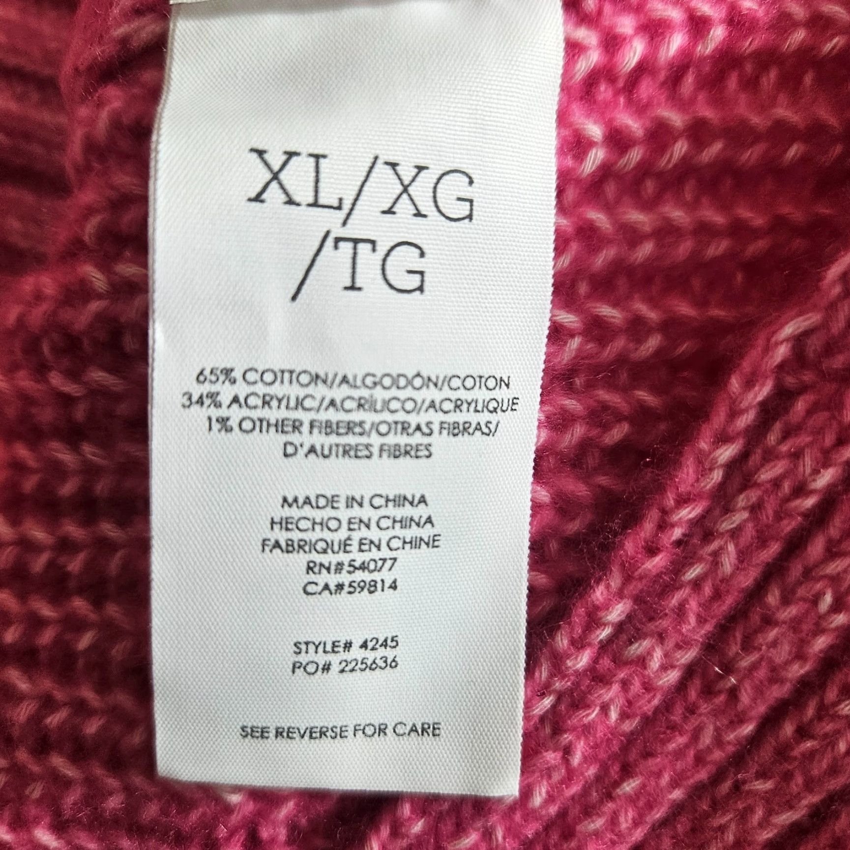Vintage Cabi Womens Elsa Pullover Sweater XS XL Pink Cable Knit Cotton Blend Knit Long Sleeve Size XL Regal Pink Womens Pullover Sweater Size XL / US 12-14 / IT 48-50 - 4 Thumbnail