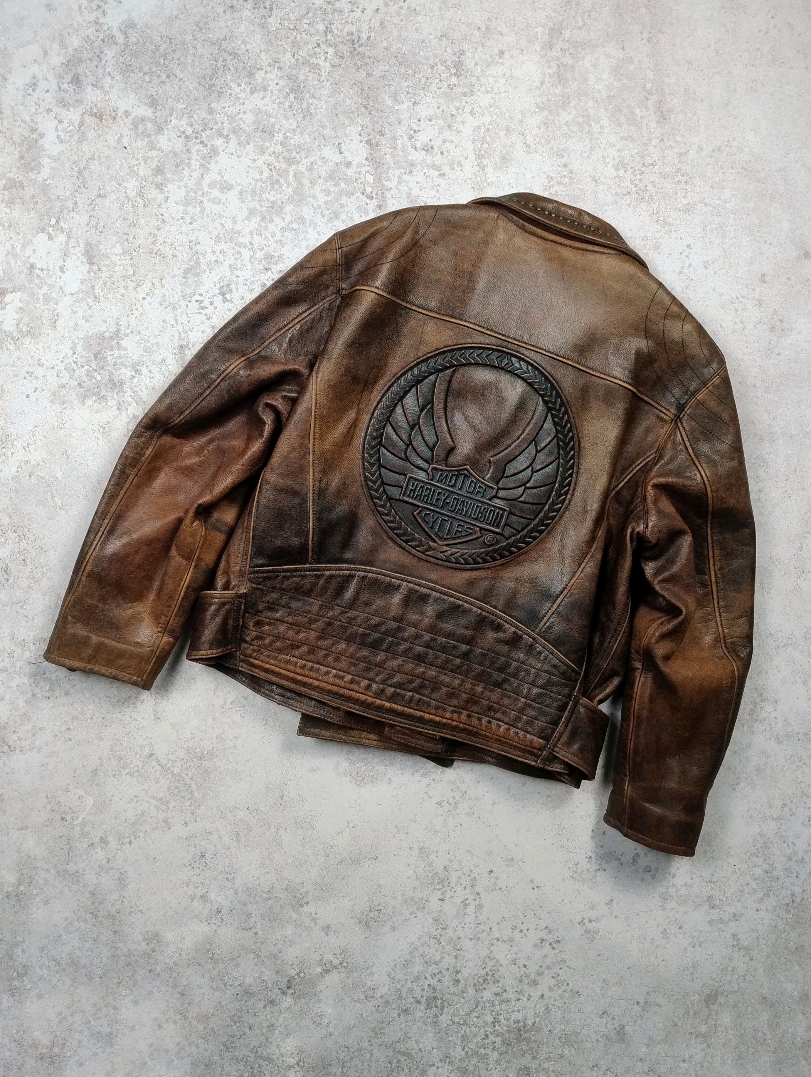 Harley Davidson Harley-Davidson vintage heavy leather jacket 90s rare biker Size US XXL / EU 58 / 5 - 1 Thumbnail