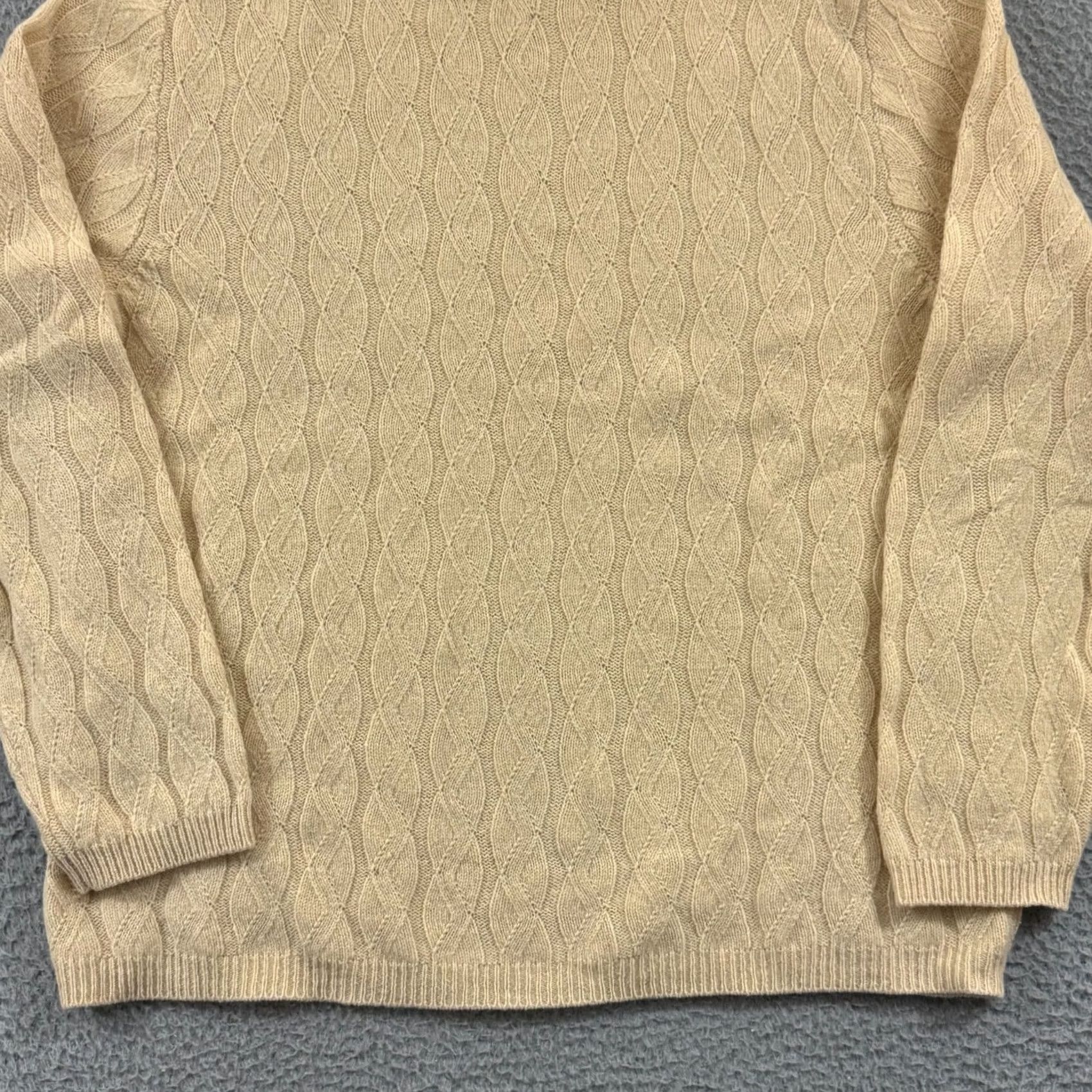 Ann Taylor Ann Taylor Turtleneck Sweater Womens L Yellow Cable Knit Lambswool Long Sleeve Size L / US 10 / IT 46 - 2 Thumbnail