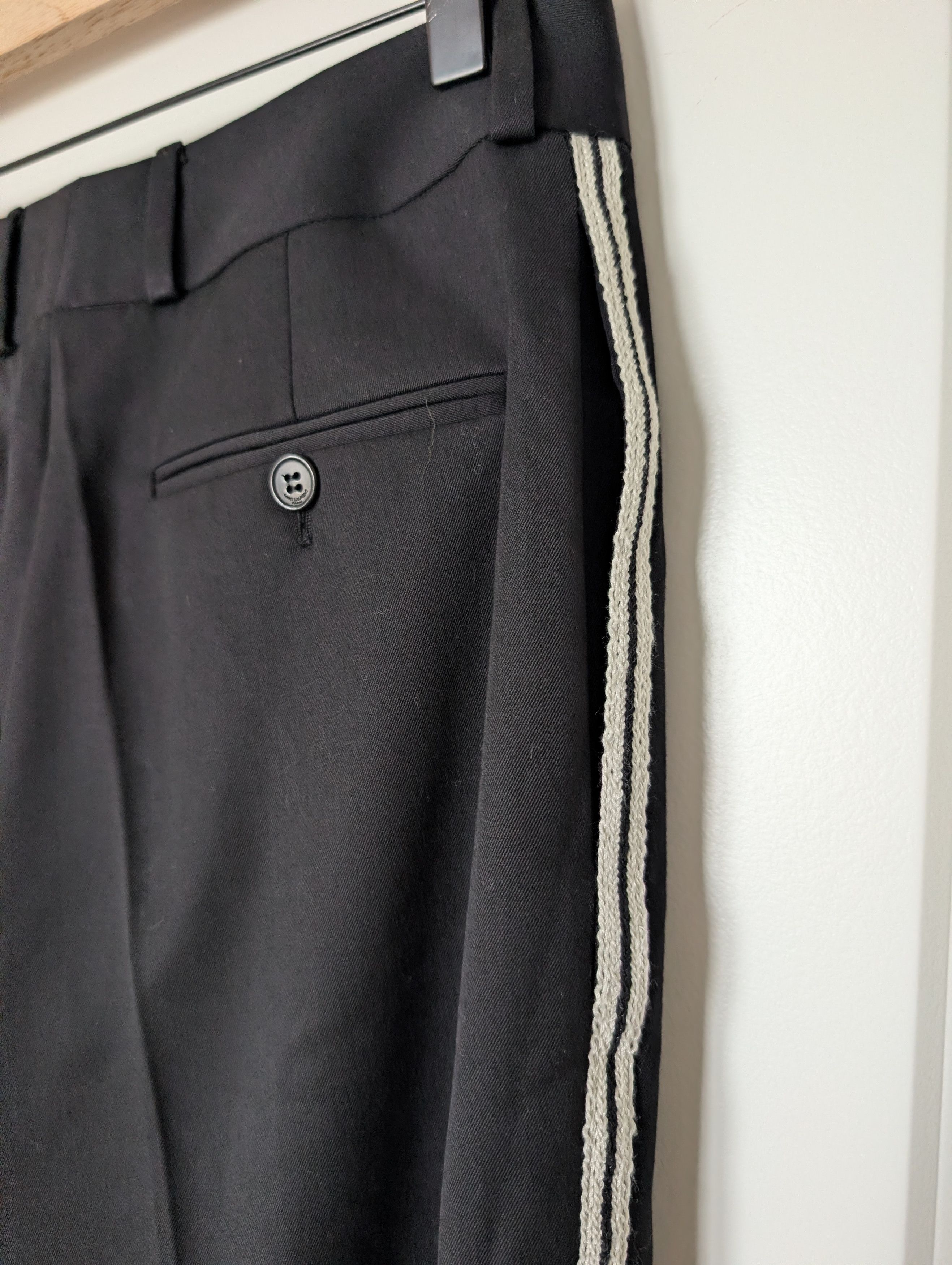Saint Laurent Paris NWT Saint Laurent Paris Wool Tuxedo Trousers with Stripe Size 25" / US 0 / IT 36 - 14 Thumbnail