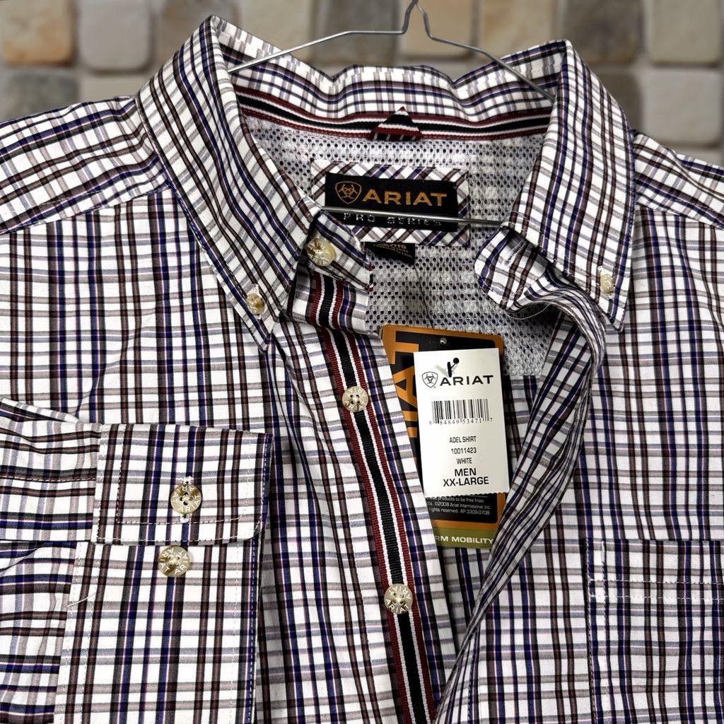 Ariat Ariat Pro Series Shirt Men's 2XL XXL Adel Plaid Workwear Utility Wicking UPF Size US XXL / EU 58 / 5 - 1 Thumbnail