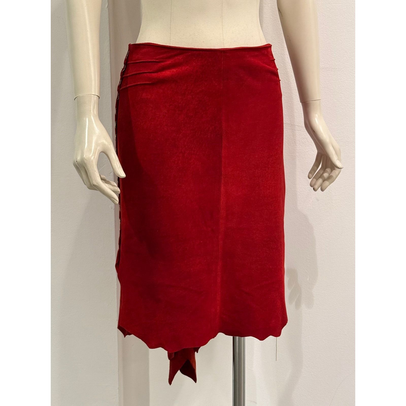 Roberto Cavalli Roberto Cavalli red suede leather skirt Size 30" / US 8 / IT 44 - 2 Thumbnail