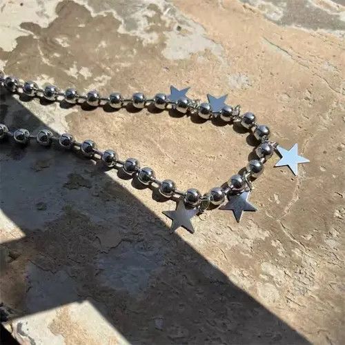 Vintage Unisex Stars Pendant Bead Necklace Size ONE SIZE - 3 Thumbnail