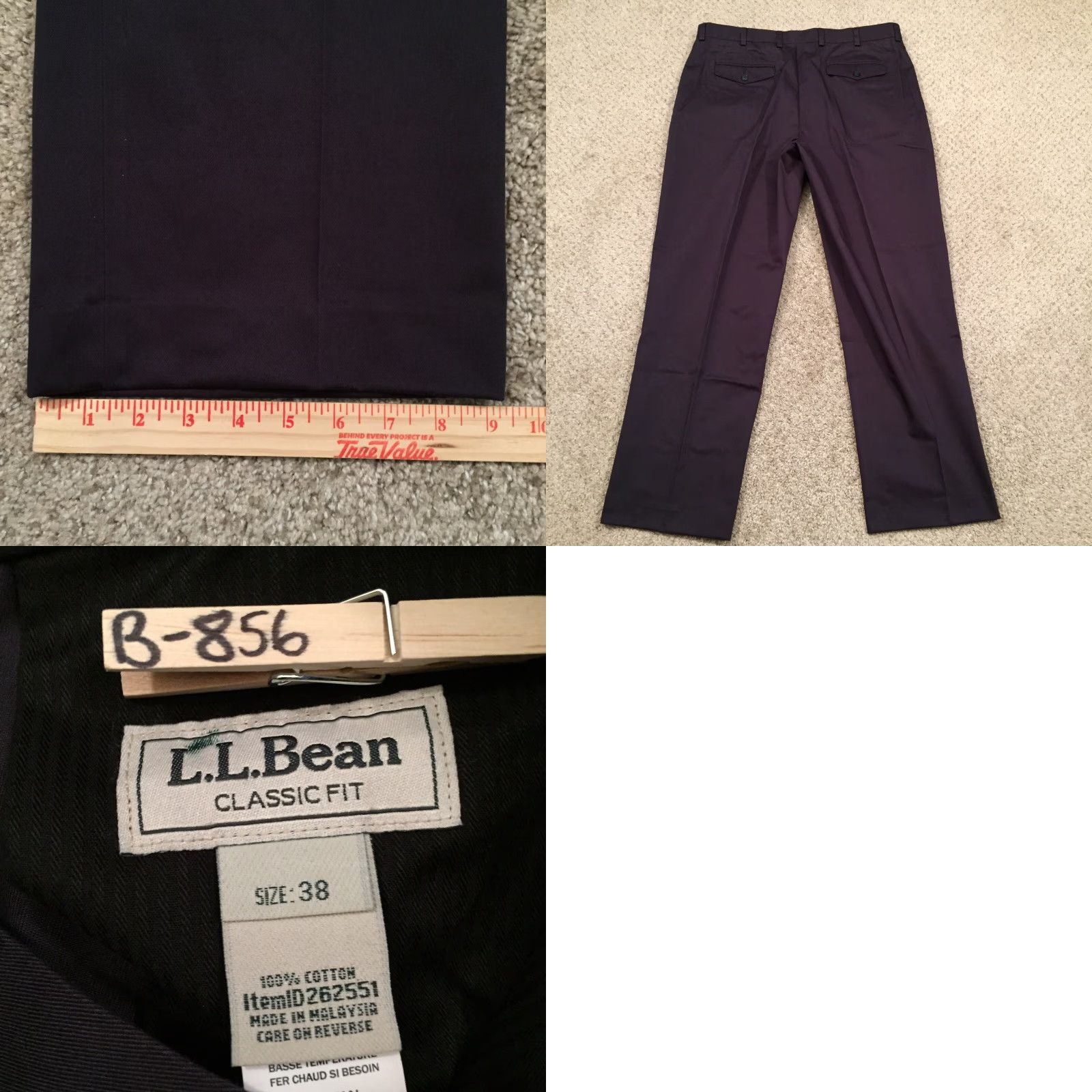 Vintage L.L. Bean Pants Men's 38 Chino Flat Front Navy Blue Size US 38 / EU 54 - 8 Thumbnail