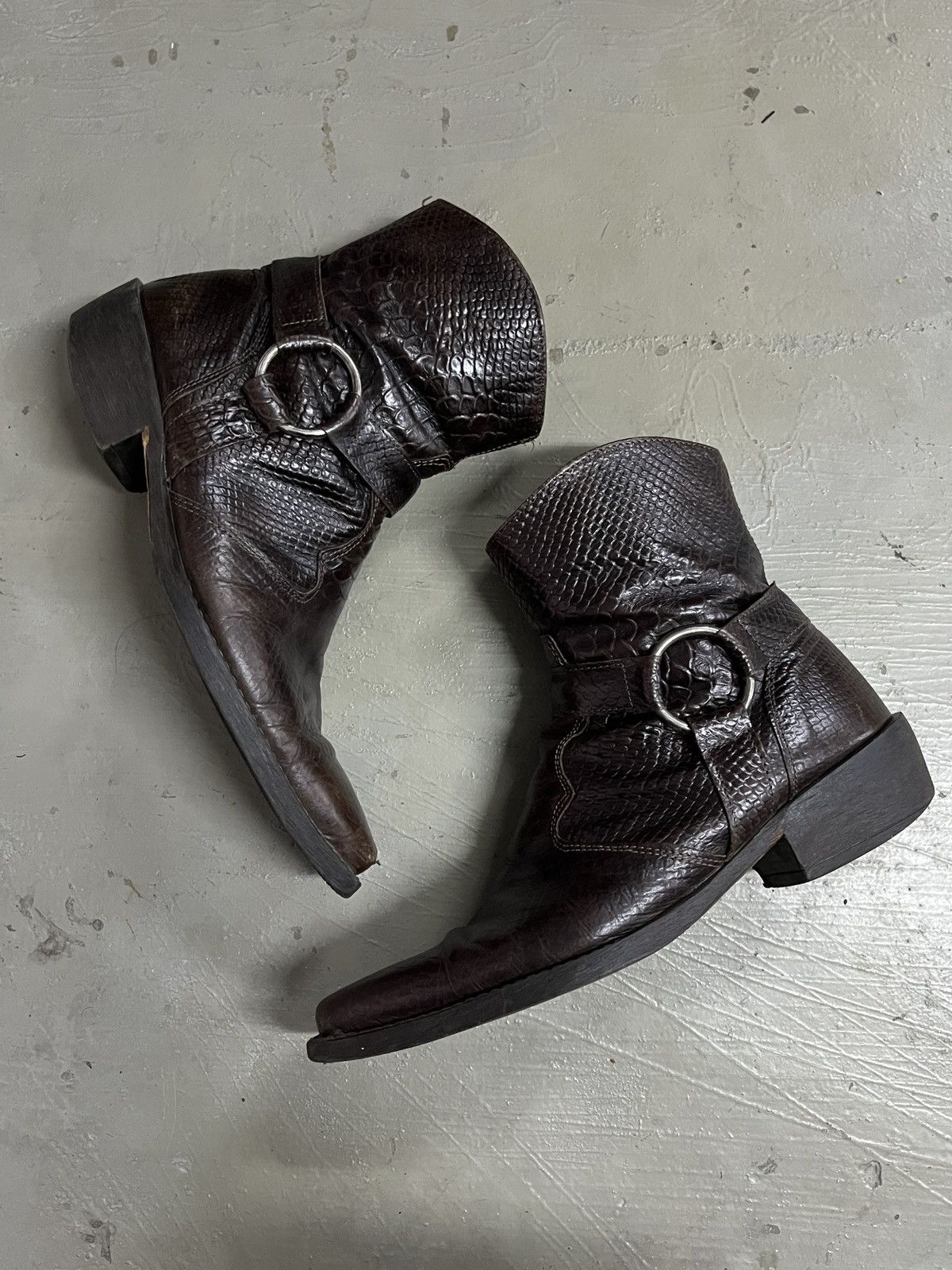 Hedi Slimane Leather Python Harness Boots Saint Laurent Wyatt Inspired Size US 9 / EU 42 - 2 Thumbnail