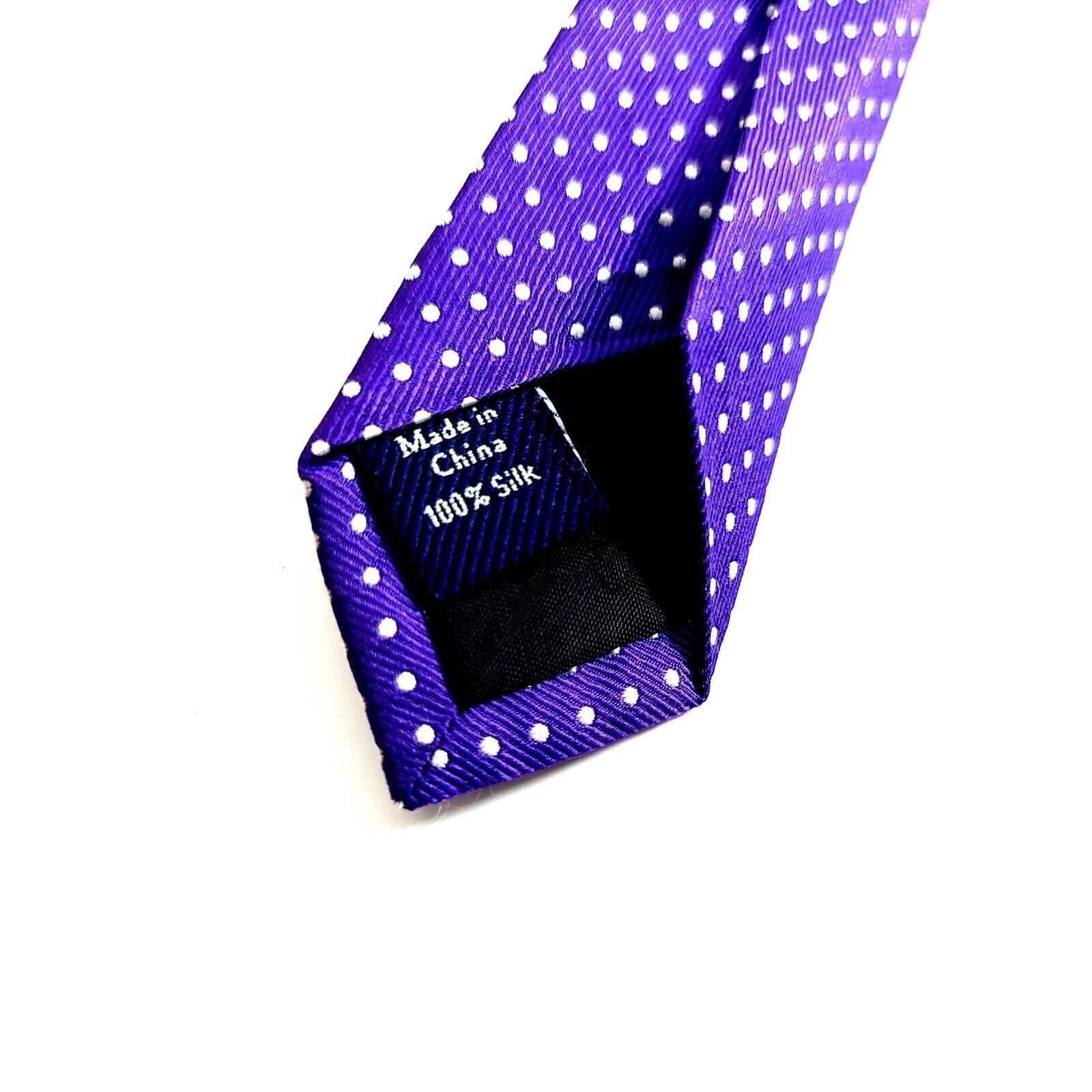 Croft & Barrow Croft & Barrow Woven Purple White Polka Dot Silk Tie Size ONE SIZE - 4 Thumbnail