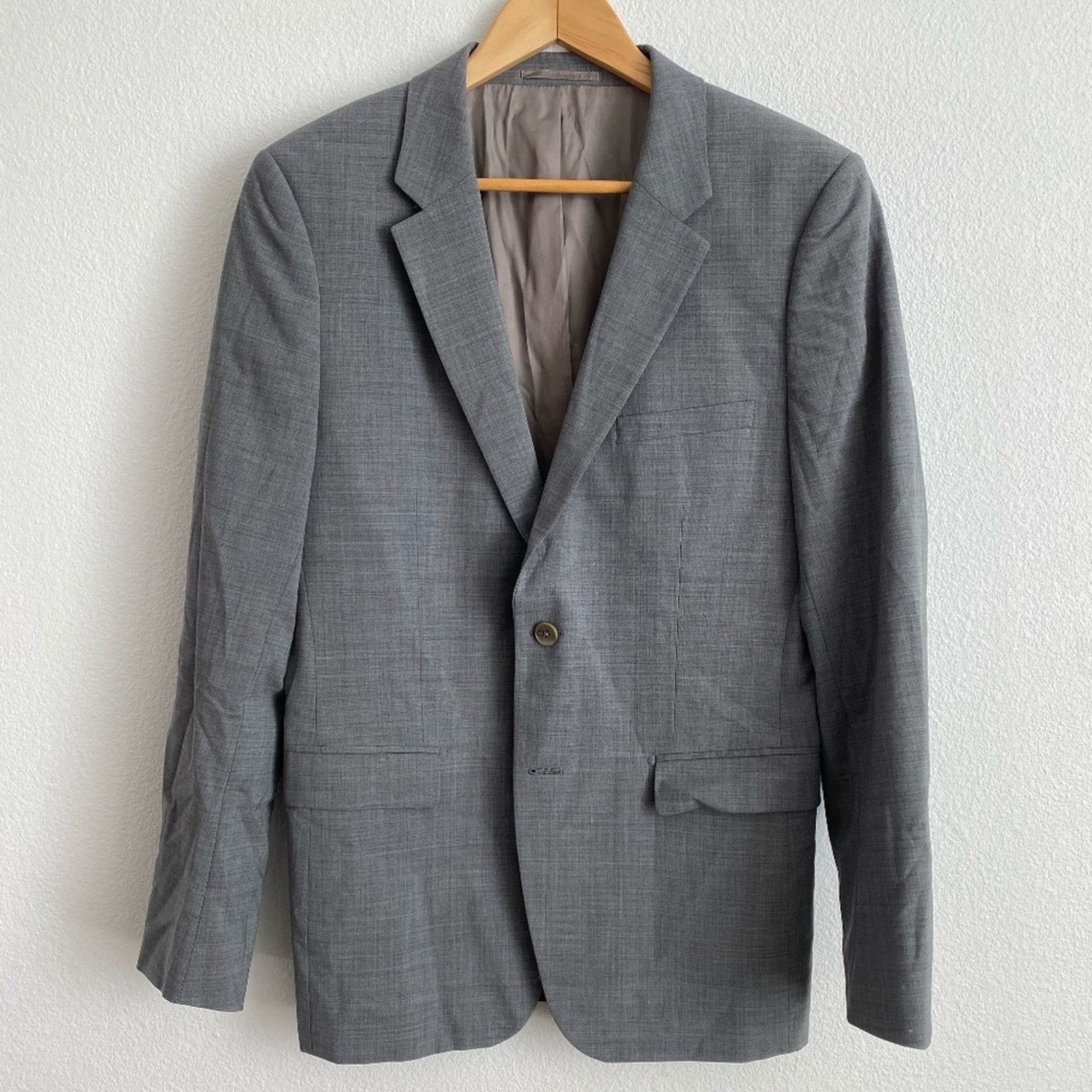 Theory Theory Men's Light Grey Wool Stretch Suit Blazer - 40R Size 40R - 2 Thumbnail