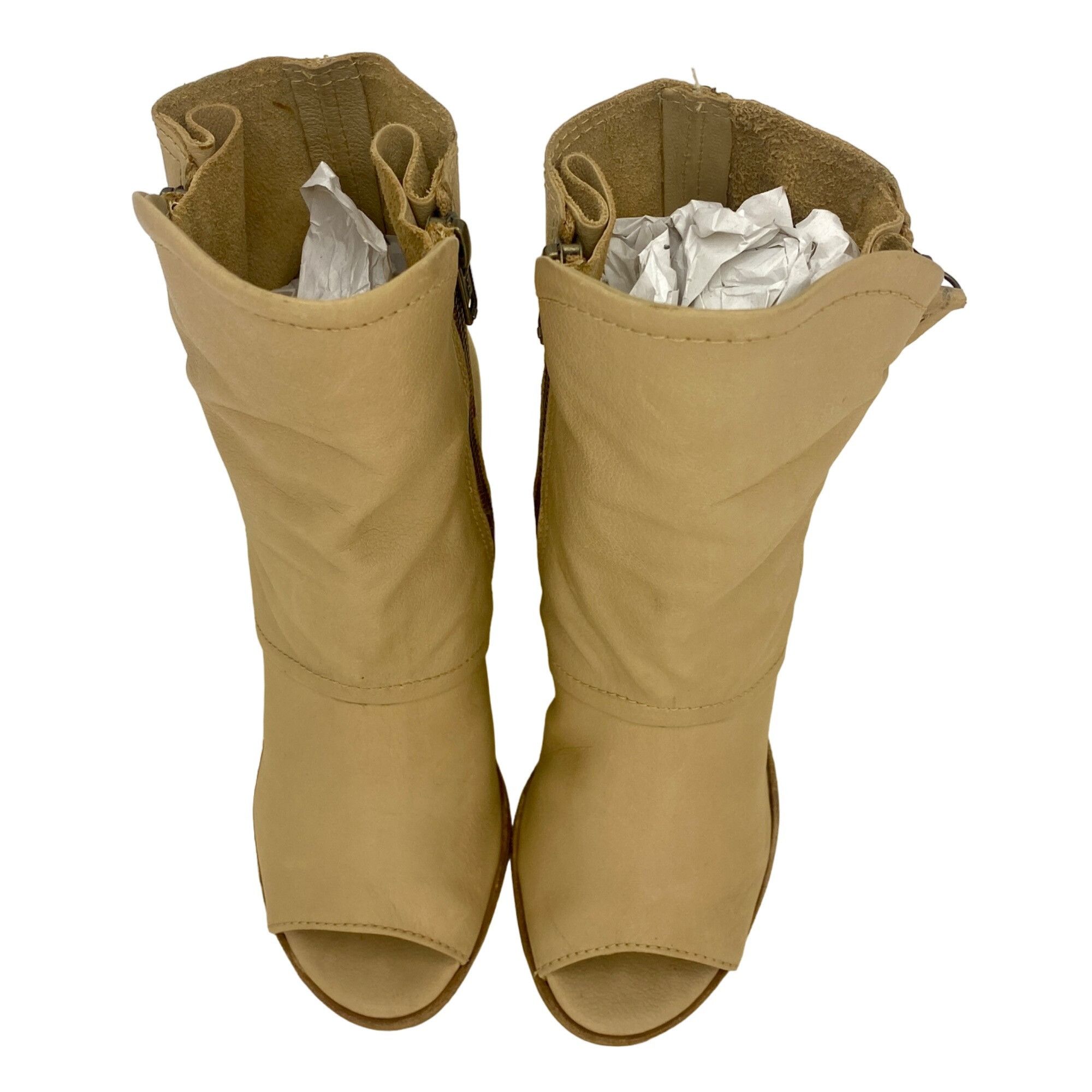Matisse Matisse Beige Natural Leather Leon Mid-Calf Peep Toe Block H Size US 6 / IT 36 - 6 Thumbnail