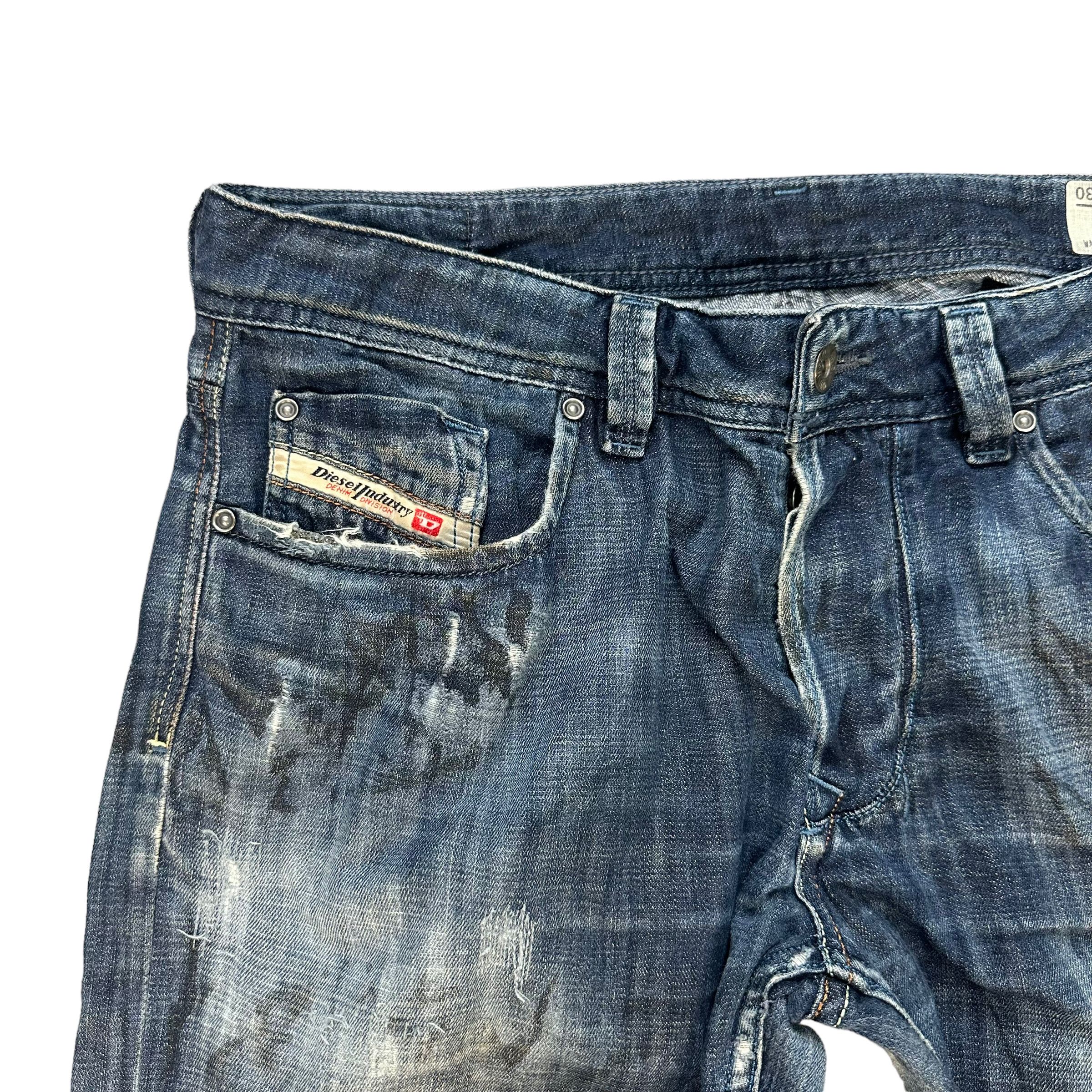 Diesel TRASHED🔥 DIESEL LARKEE FLY BUTTON DENIM PANTS #7618-158 Size US 35 - 3 Thumbnail