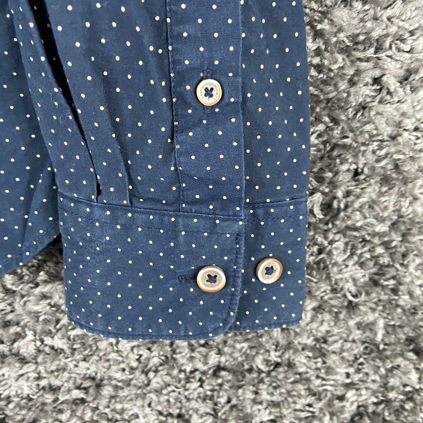 Denime DENIM & FLOWER Men's Button Up Shirt, Polka Dot, Long Sleeve, Size M, Blue, Floral Theme Size US M / EU 48-50 / 2 - 3 Thumbnail