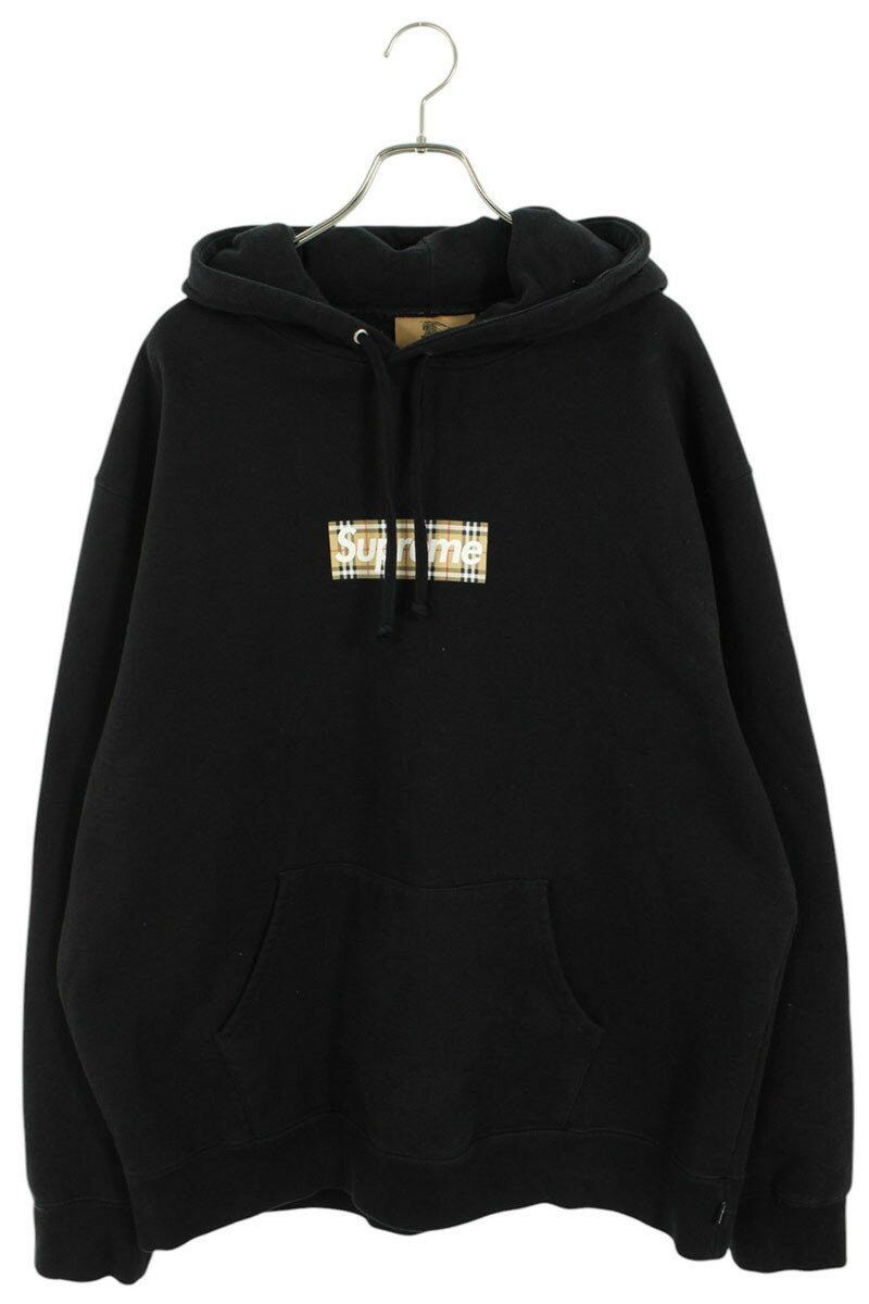 SUPREME x Burberry 22SS Burberry Box Logo Hooded Sweatshirt Black