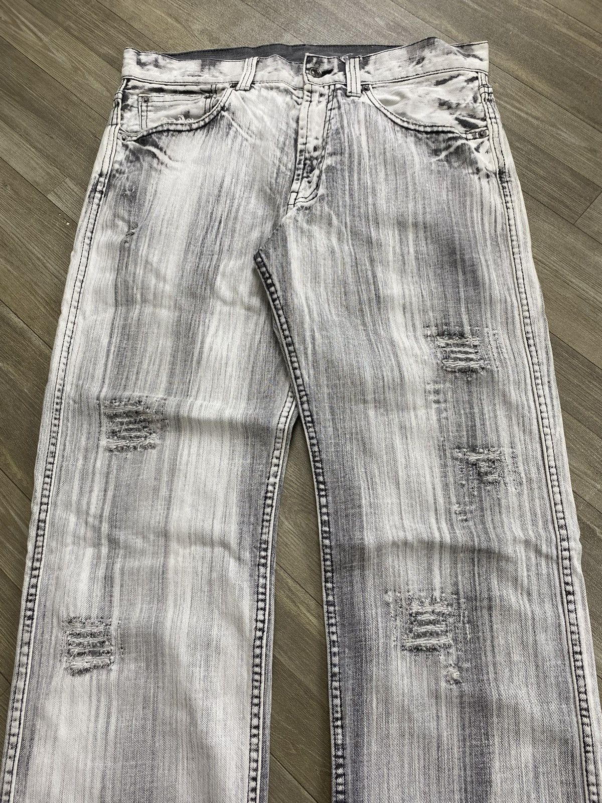 Japanese Brand 2000s Tornado Mart Style Acid Wash Punk Lgb Distressed Jeans Size US 32 / EU 48 - 2 Thumbnail