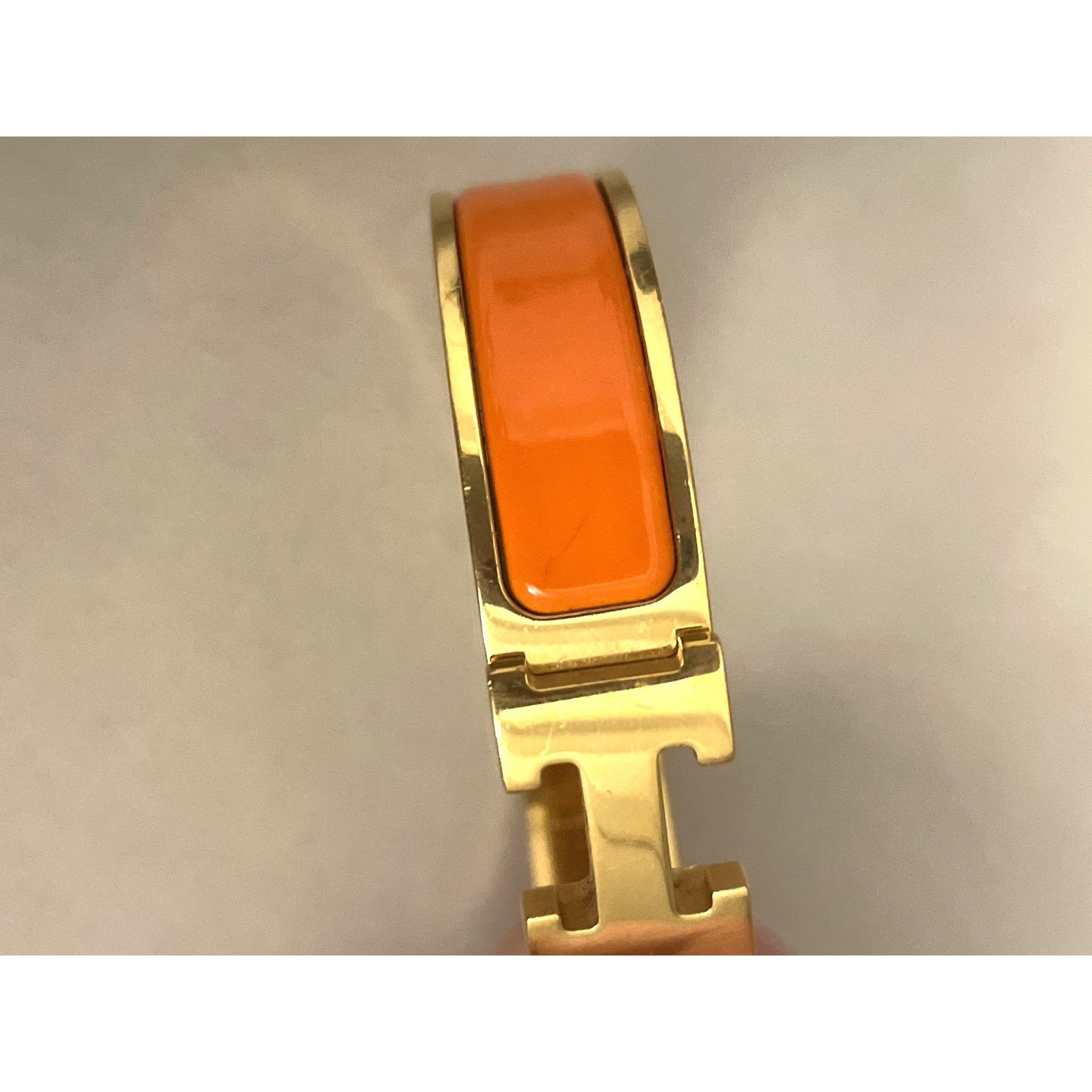 Hermes Hermès Clic H Enamel Bracelet Orange & Gold Plated Womens Size ONE SIZE - 3 Thumbnail