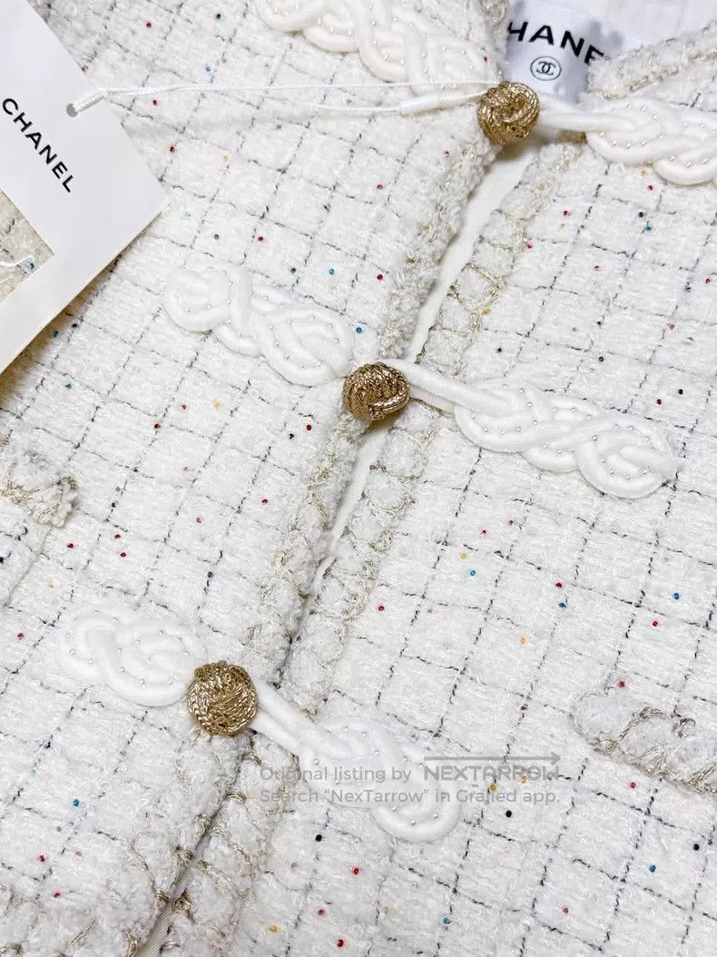 Chanel Chanel Plate-button woven two-pocket plaid tweed long-slee Size XXS / US 00 / IT 34 - 4 Thumbnail