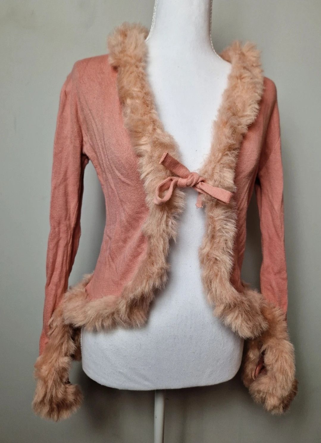 Vintage faux fur cardigan y2k 2000s mcbling avant garde