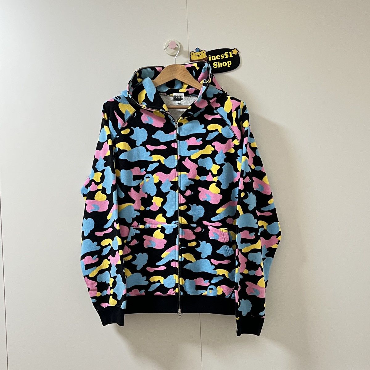 OG Bape Black Cotton Camo Zip Up Hoodie