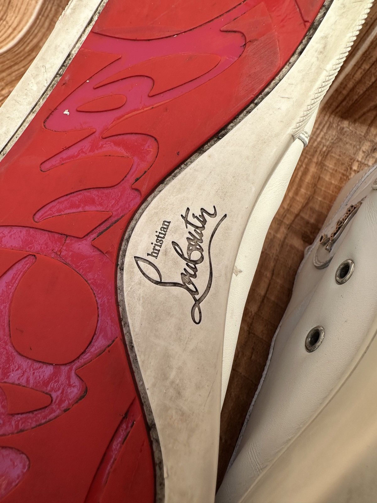 Christian Louboutin Christian Louboutin White High Leather Sneakers Size US 10.5 / EU 43-44 - 19 Thumbnail