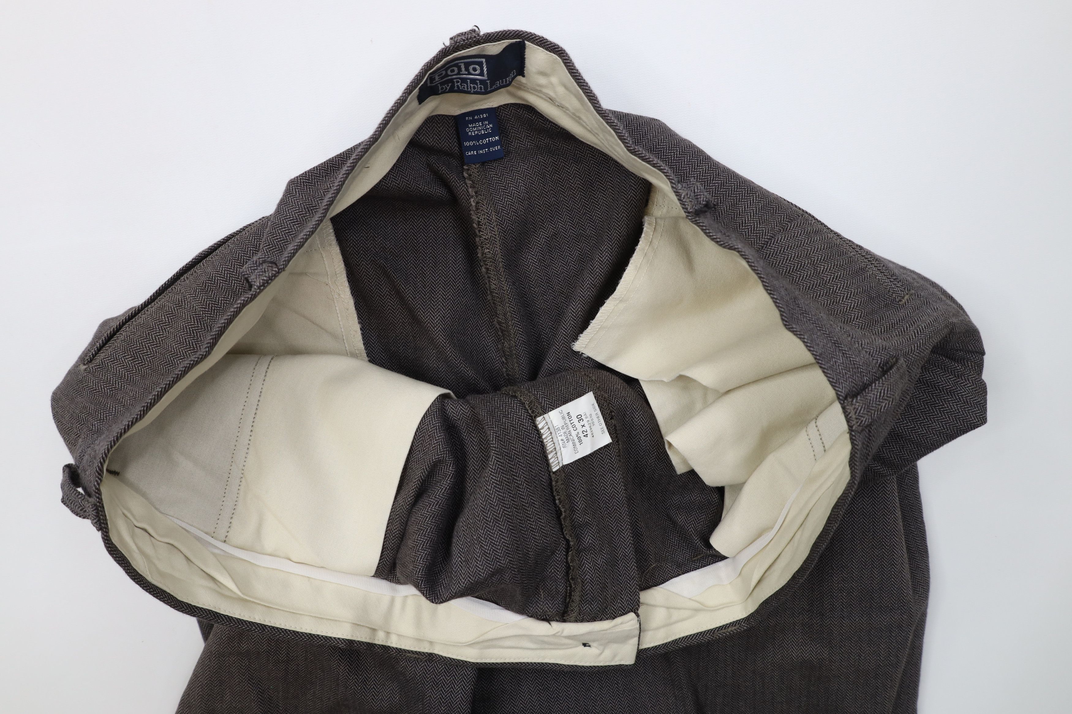 Polo Ralph Lauren Vintage 90s Ralph Lauren Herringbone Wide Leg Chino Pants Size US 42 / EU 58 - 10 Thumbnail