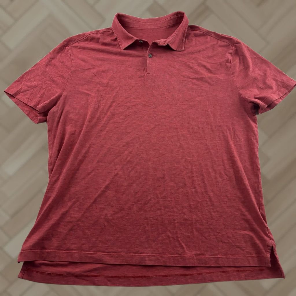 Lululemon Lululemon Short Sleeve Button Front Polo Shirt Mens XL Red Size US XL / EU 56 / 4 - 1 Thumbnail