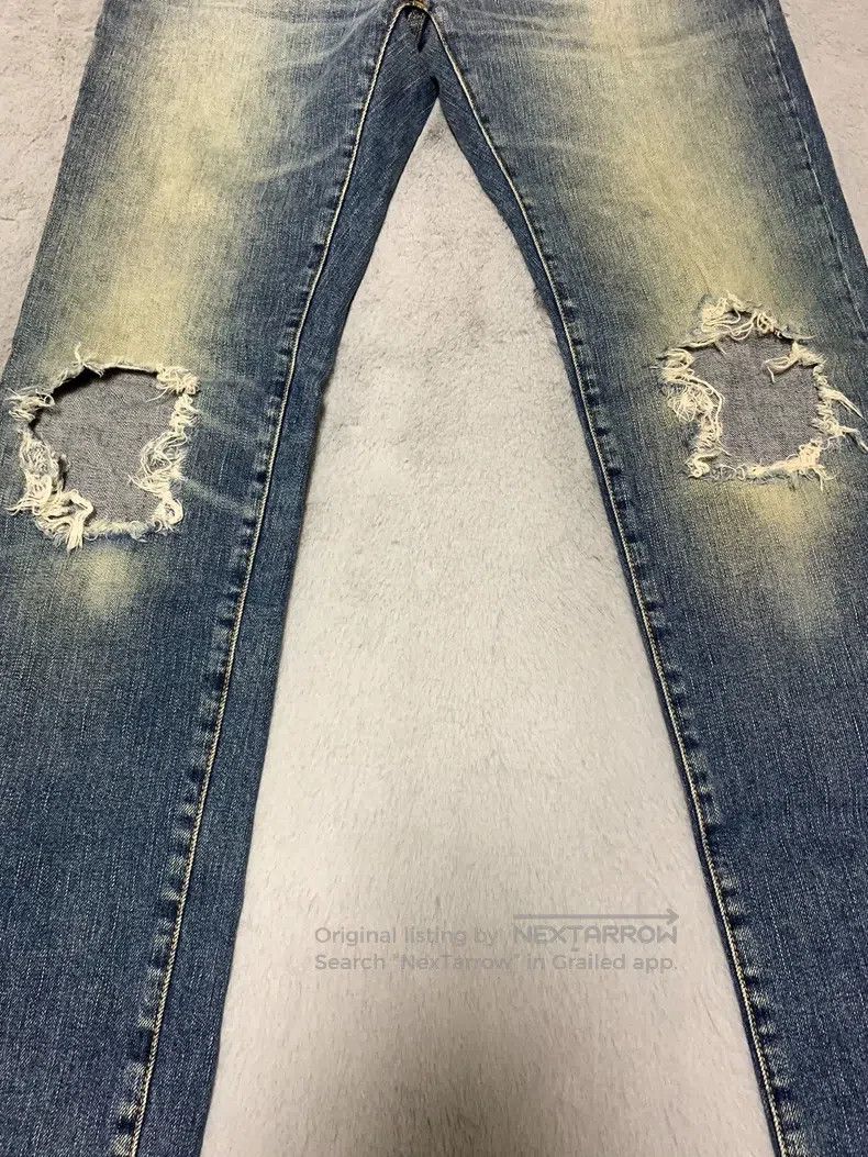 Saint Laurent Paris Saint Laurent Paris Blue Faded Yellow Mud Double Knee Dest Size US 32 / EU 48 - 6 Thumbnail