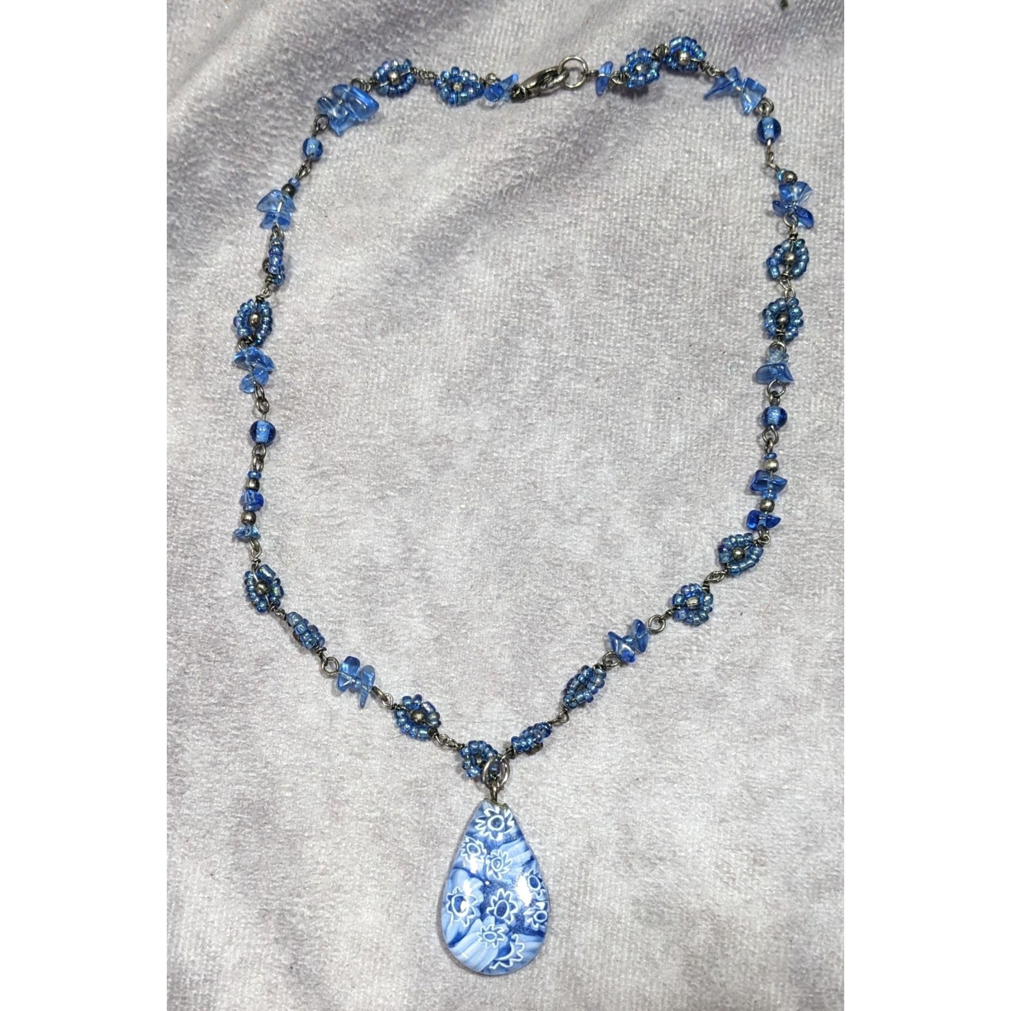 Other Handmade Blue Millefiori Glass Teardrop Pendant Necklace Size ONE SIZE - 5 Thumbnail