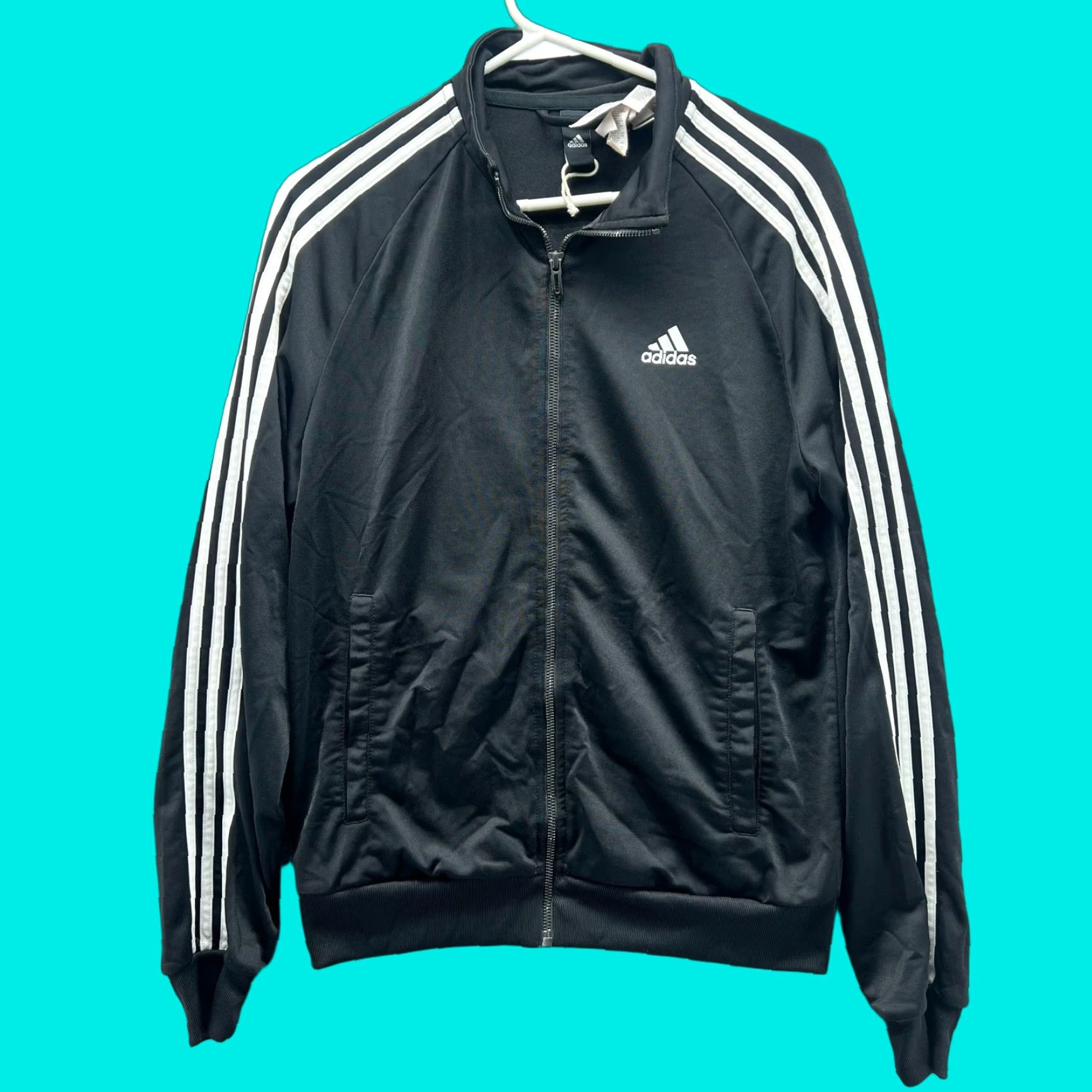 Adidas VINTAGE adidas Track Jacket Mens Medium Black Zip Up 3 Stripe Retro Trefoil Firebird Size US M / EU 48-50 / 2 - 1 Thumbnail