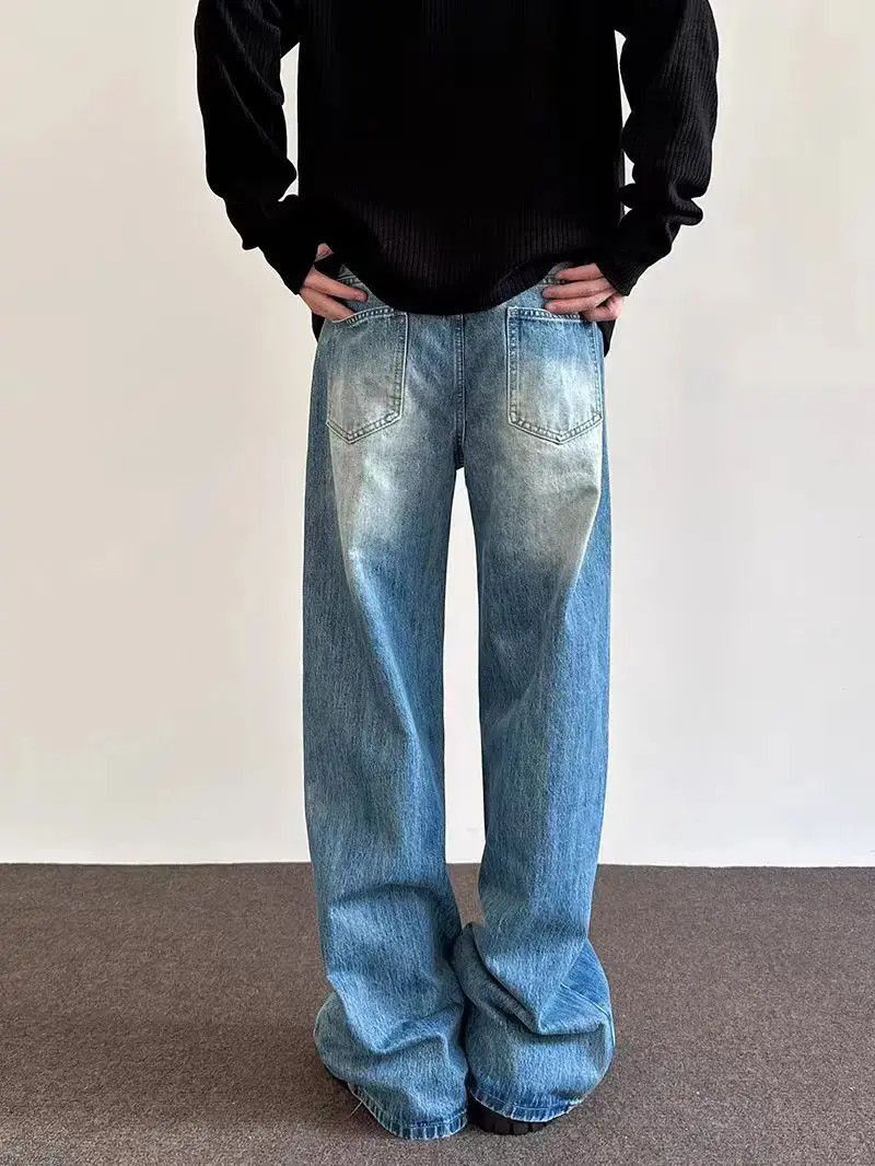 Japanese Brand Street hip-hop faded pan-color straight wide-leg jeans Size US 30 / EU 46 - 4 Thumbnail