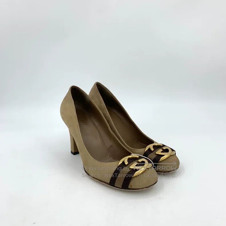 Gucci Gucci Dark brown logo round toe thick heel high heels Size US 6 / IT 36 - 2 Thumbnail