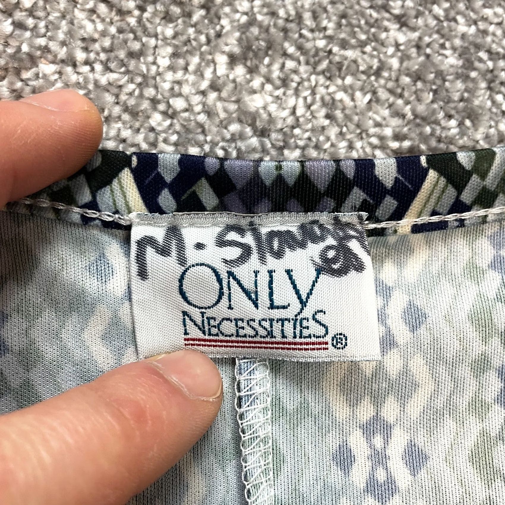 Vintage Only Necessities Blouse Shirt womens 1X Blue Gray Geometric Stretch Long Sleeve Size XL / US 12-14 / IT 48-50 - 3 Thumbnail