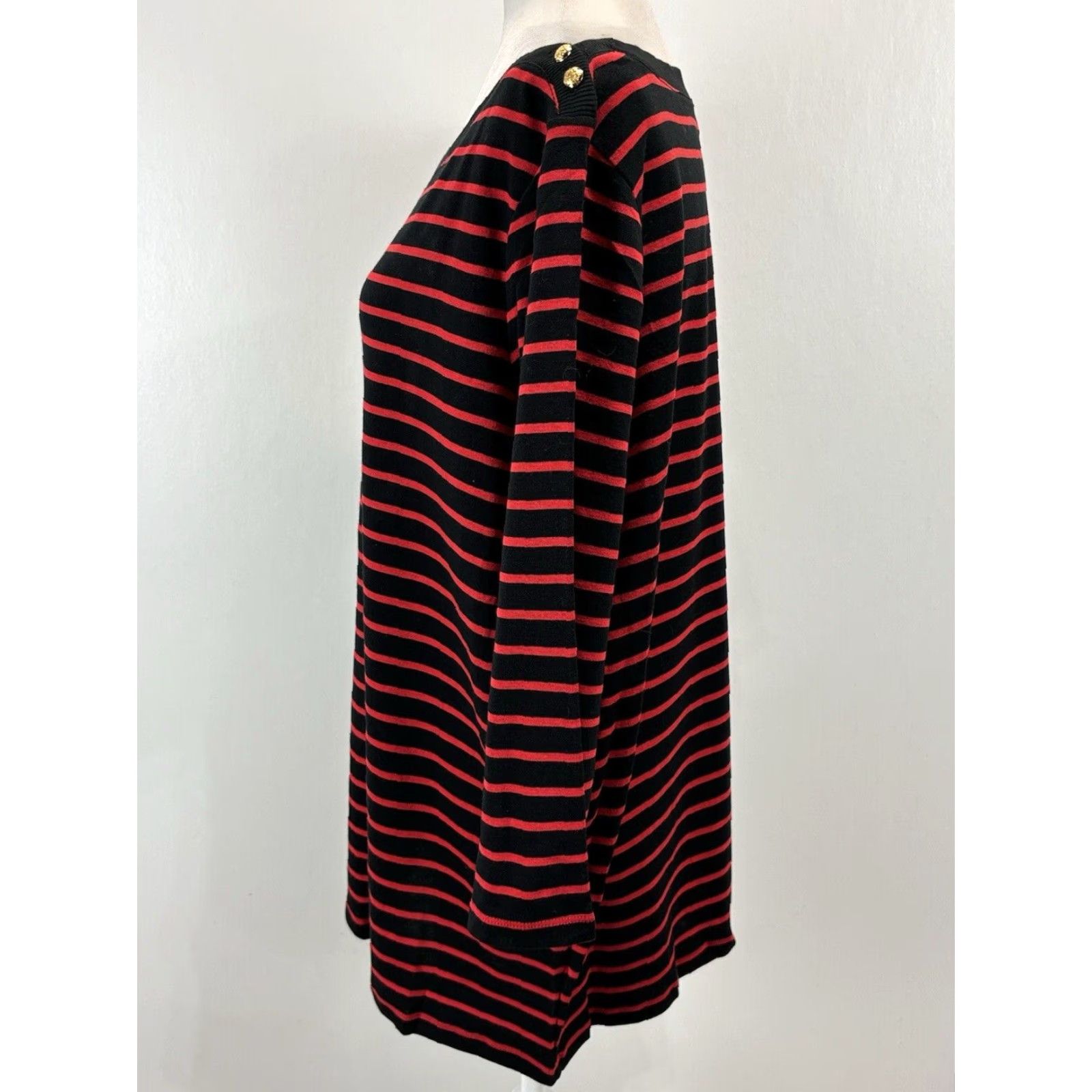 Ralph Lauren Lauren Ralph Lauren Boat Neck Shirt Sz 3X Plus Black Red Striped Gold Buttons Size XXL / US 16-18 / IT 52-54 - 2 Thumbnail