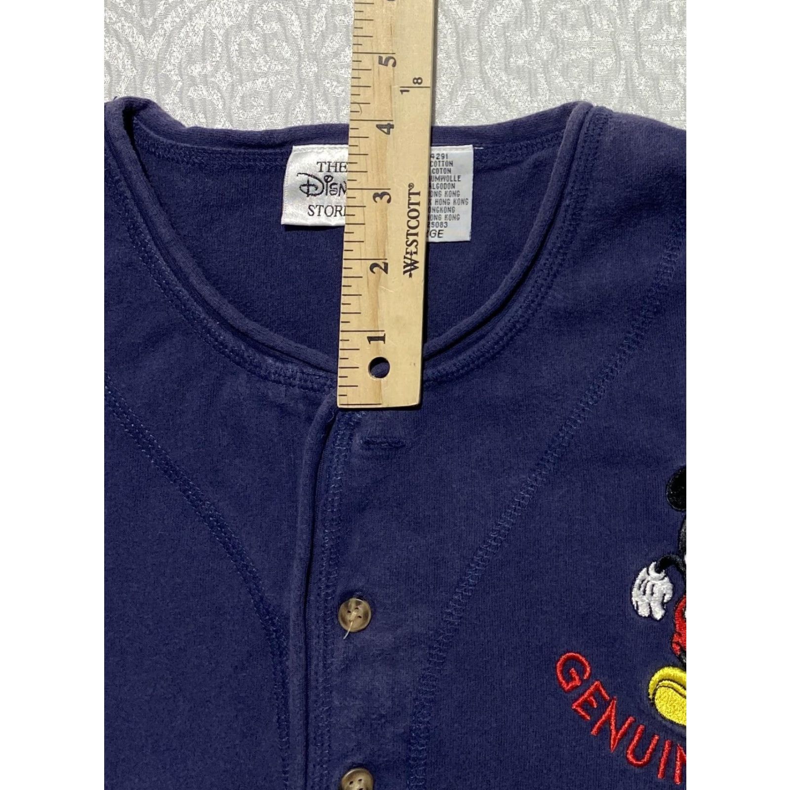Disney VINTAGE Disney Mickey Mouse Henley Shirt Mens Large Blue 90s GENUINE MOUSE Embroidery Graphic Print Short Sleeve Cotton Size US L / EU 52-54 / 3 - 2 Thumbnail