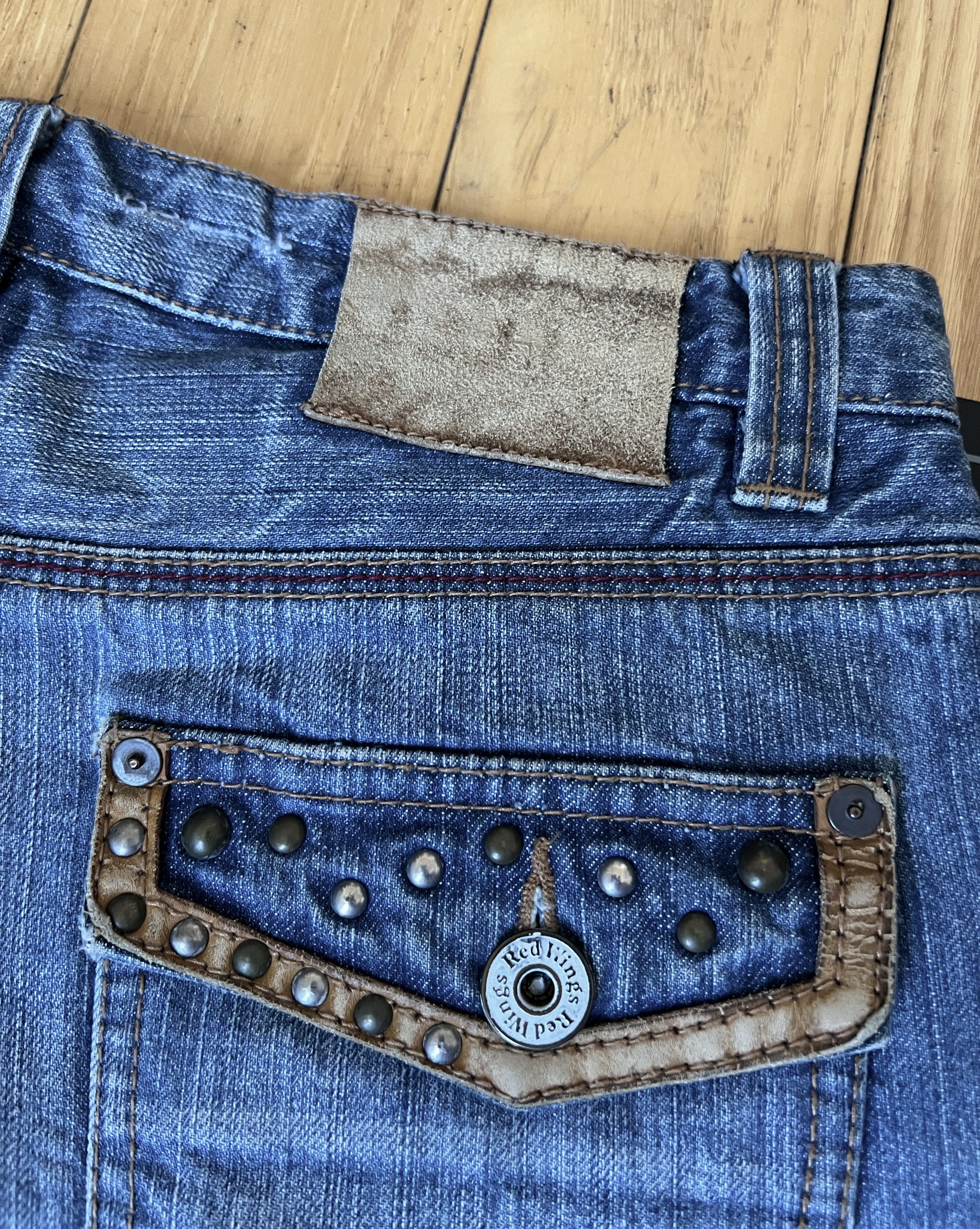 Red Wing VTG 90s Red Wings Slim Flare Jeans with leather + studs Size US 30 / EU 46 - 6 Thumbnail