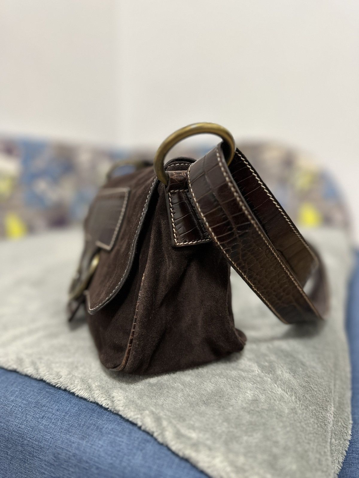 Max Mara Vintage Max Mara Shoulder Suede Crocodile Bag Size ONE SIZE - 5 Thumbnail