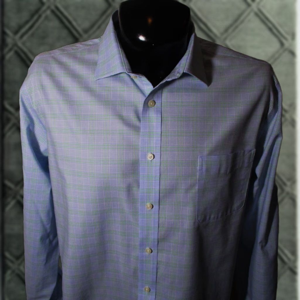 Ralph Lauren LAUREN Ralph Lauren Blue Long Sleeve Dress Shirt 18/36-37 2XL Mens Size 18 Classic Check Blue Shirt Size 48R - 1 Thumbnail