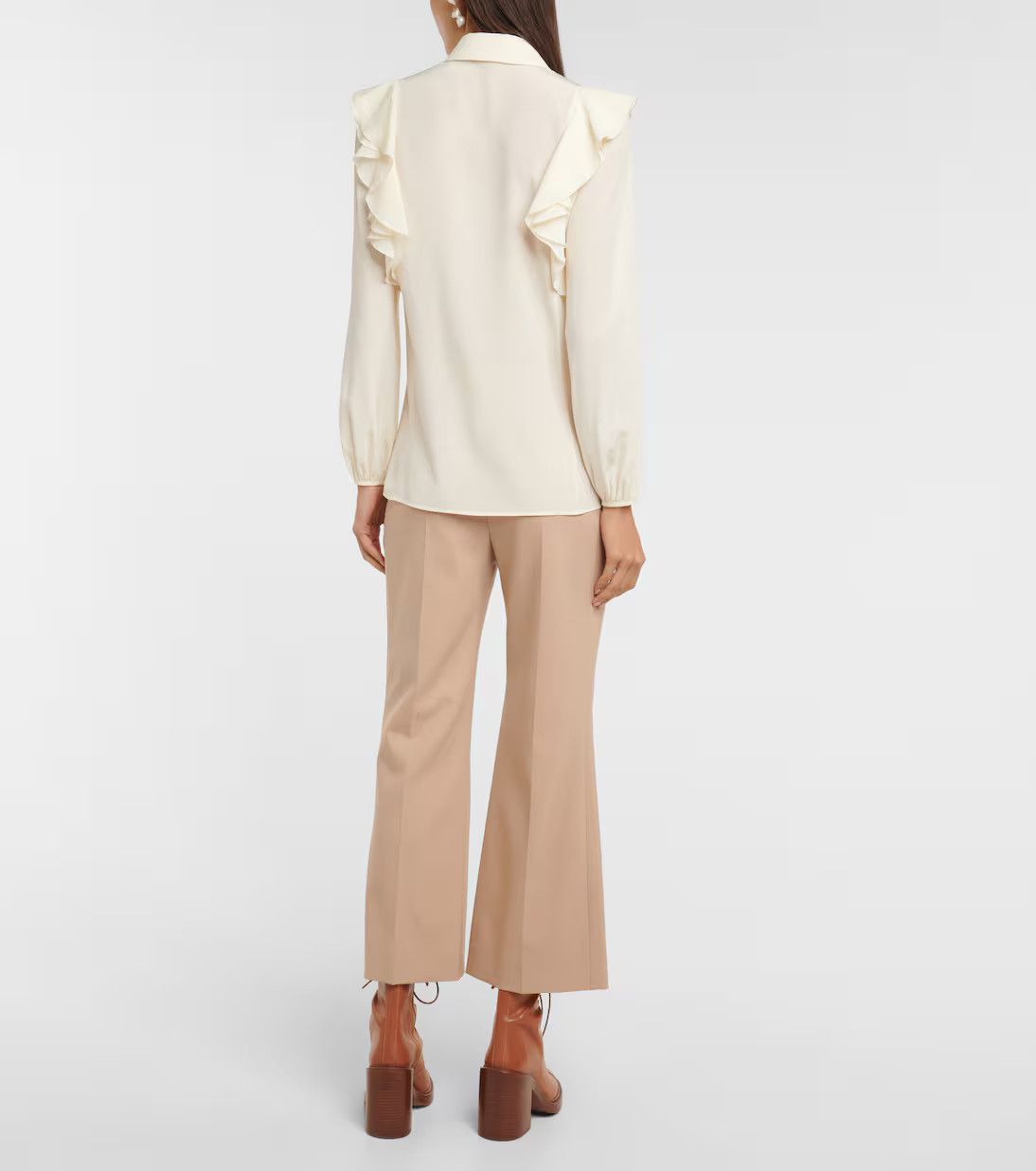 Chloe o1y0825 Silk Shirt in Cream Size M / US 6-8 / IT 42-44 - 4 Thumbnail