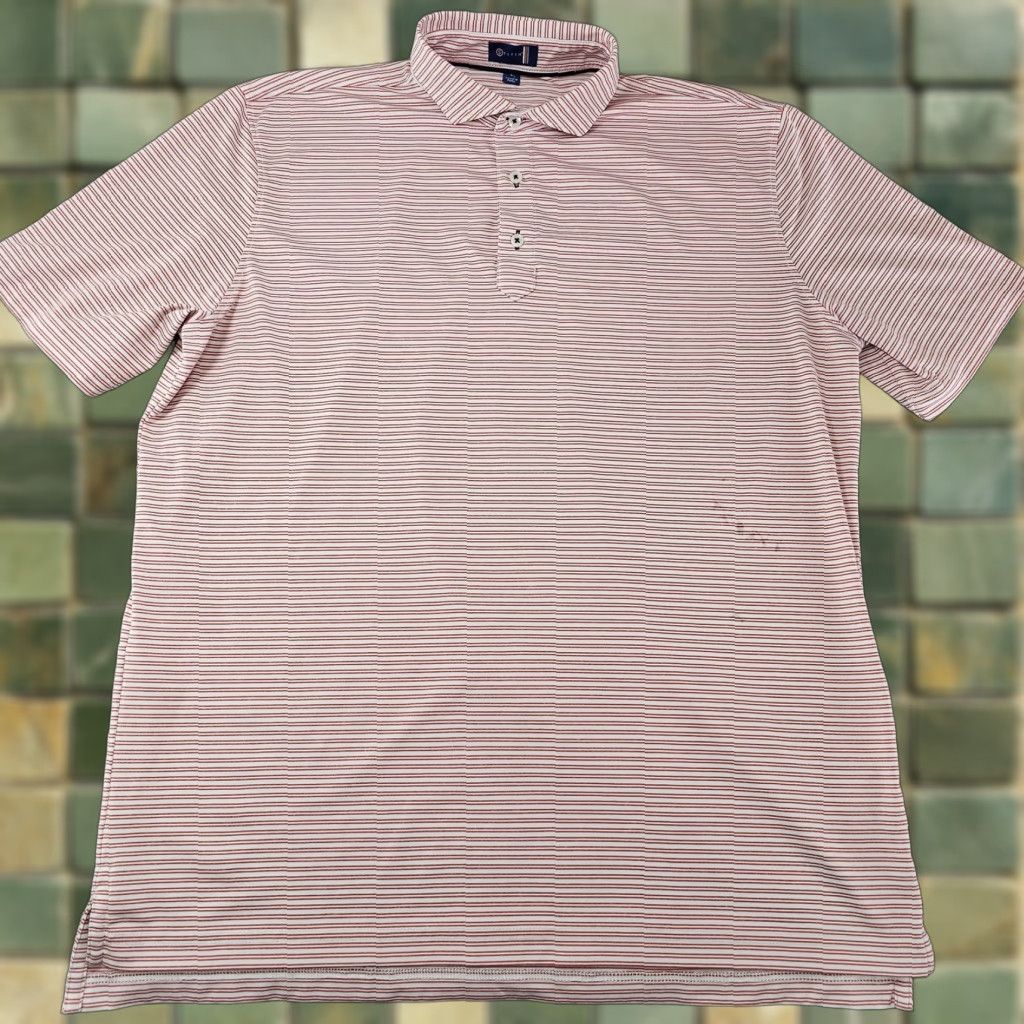 Vintage Stitch Polo Shirt Mens L White Red Stripe Stretch Short Sleeve 3 Button Golf Shirt Size US L / EU 52-54 / 3 - 1 Thumbnail