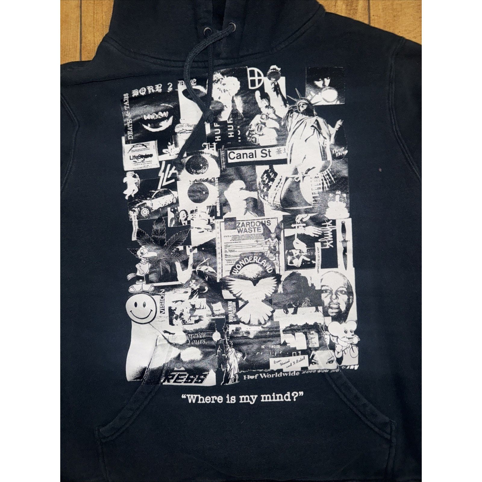 Huf HUF Graphic Collage Hoodie Black Medium 19x25 Streetwear Size US M / EU 48-50 / 2 - 2 Thumbnail