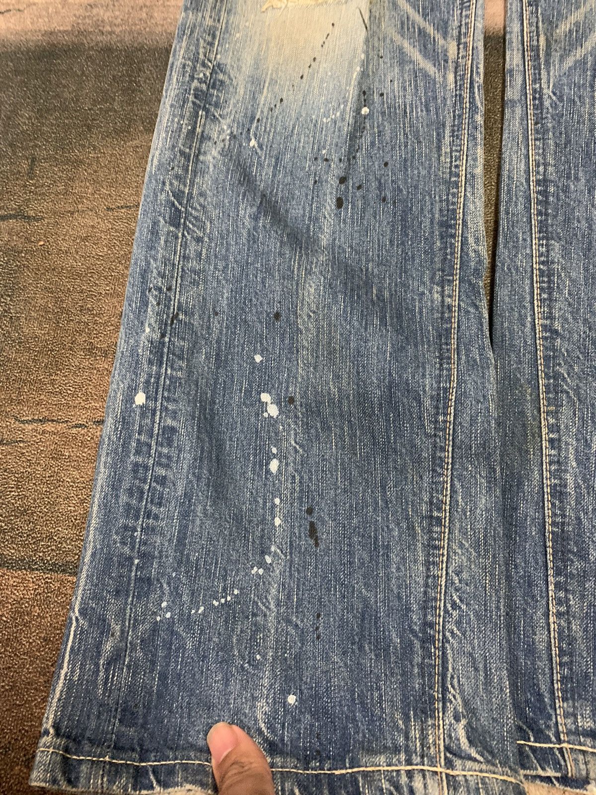 If Six Was Nine × Japanese Brand × Le Grande Bleu (L.G.B.) CRAZY DOPE DISTRESSED SPLATTER 503 EDWIN BLUE TRIP VINTAGE Size US 33 - 13 Thumbnail