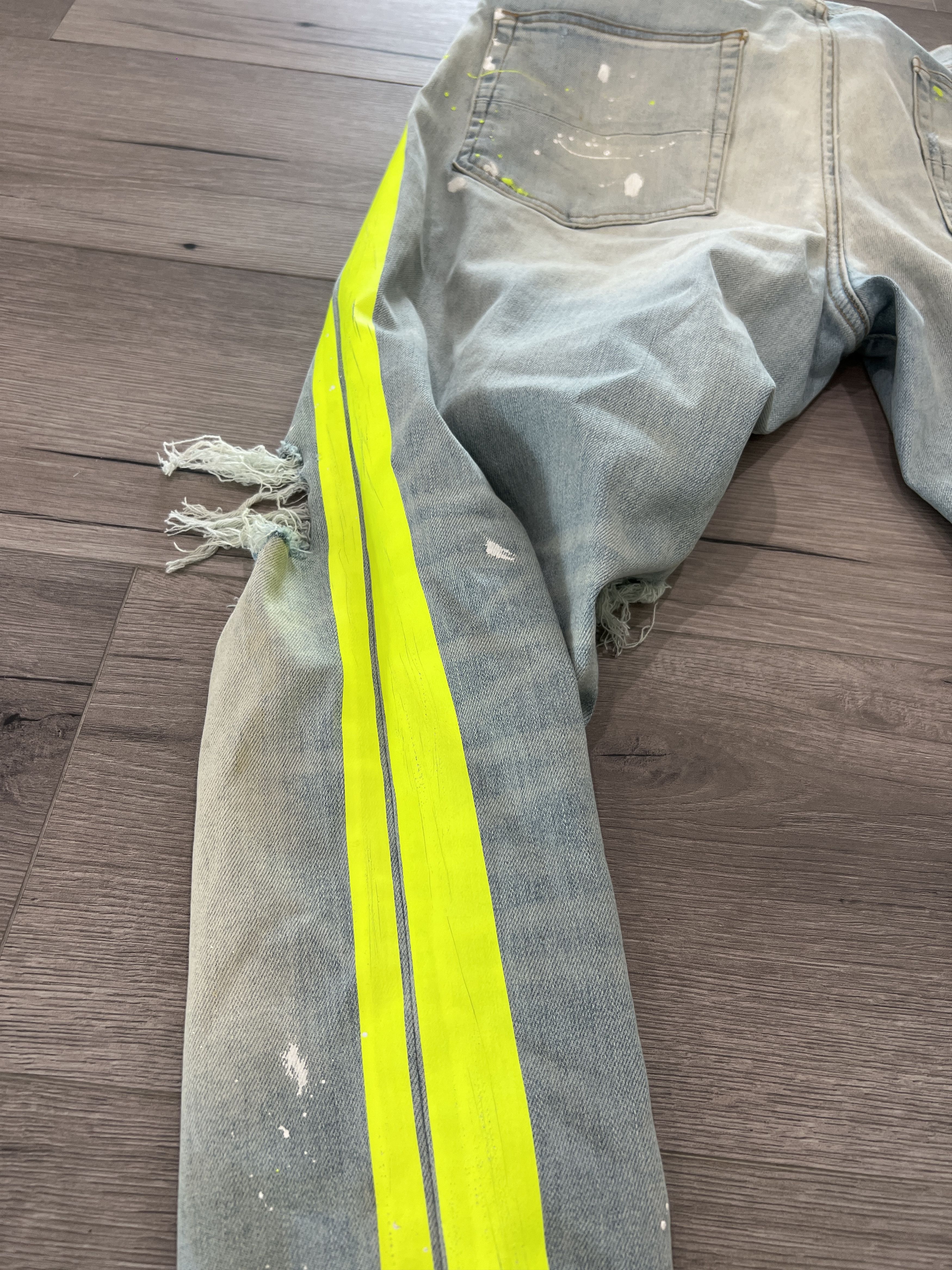 Amiri Broken Painter Distressed Track Denim Neon Size US 38 / EU 54 - 7 Thumbnail
