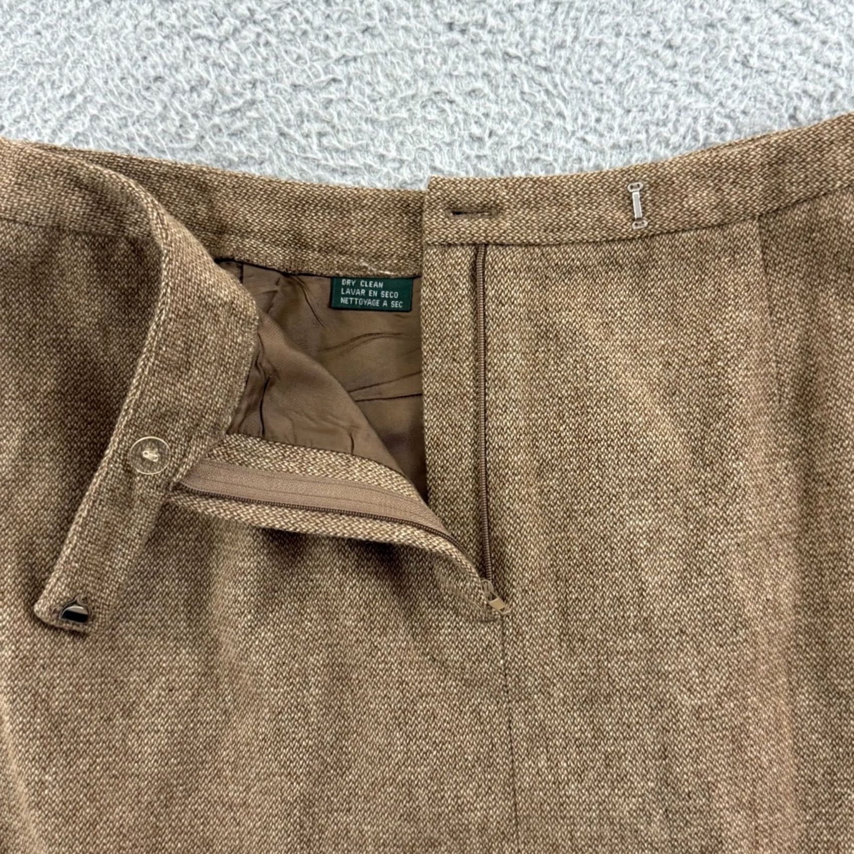 Ralph Lauren VINTAGE Lauren Ralph Lauren Skirt Womens 14 Tweed Wool Long High Rise City Preppy Zipper Button Lined Brown 100% Lambswool Size 36" / US 14 / IT 50 - 4 Thumbnail