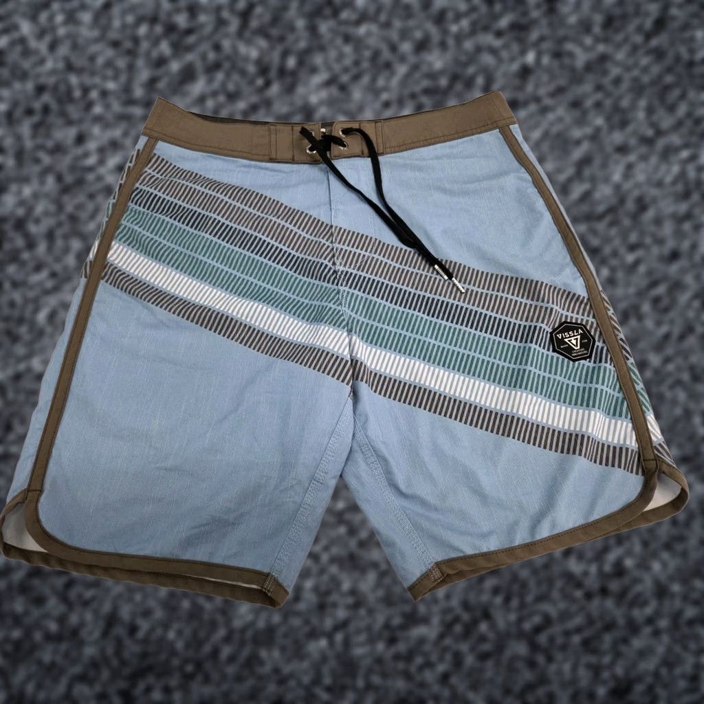 Vissla Vissla Boardshorts Men's Upcycled Poly Cotton Stretch Striped 31/9" #8745 Multicolor, Regular, Beach, Summer, Casual, Surf, Reac—Mens Size US 31 - 1 Thumbnail