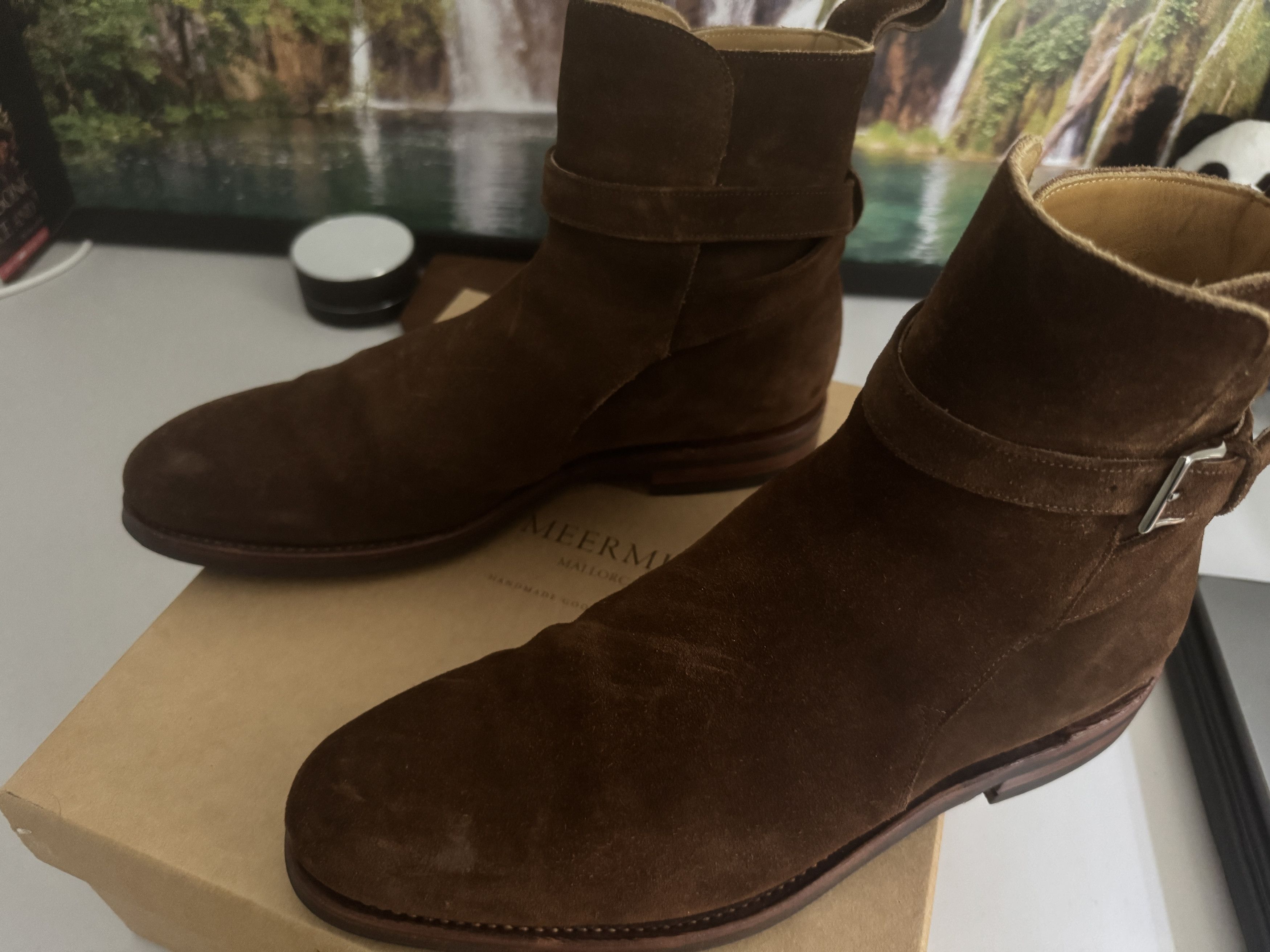 Meermin Meermin Handmade Brown Italian Suede Chelsea Jodphur Boots Size US 10.5 / EU 43-44 - 7 Thumbnail