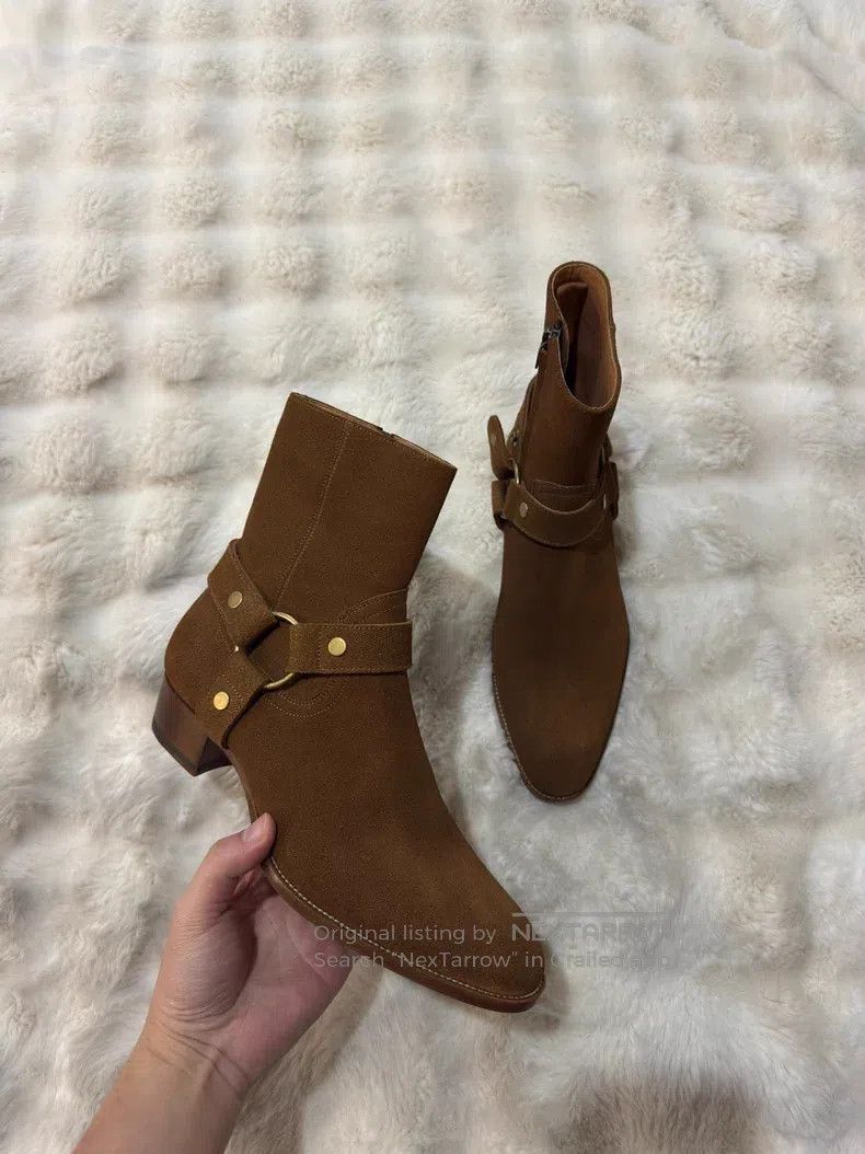 Saint Laurent Paris Saint Laurent Paris Suede Chelsea Boots with Buckle Size US 7 / EU 40 - 2 Thumbnail