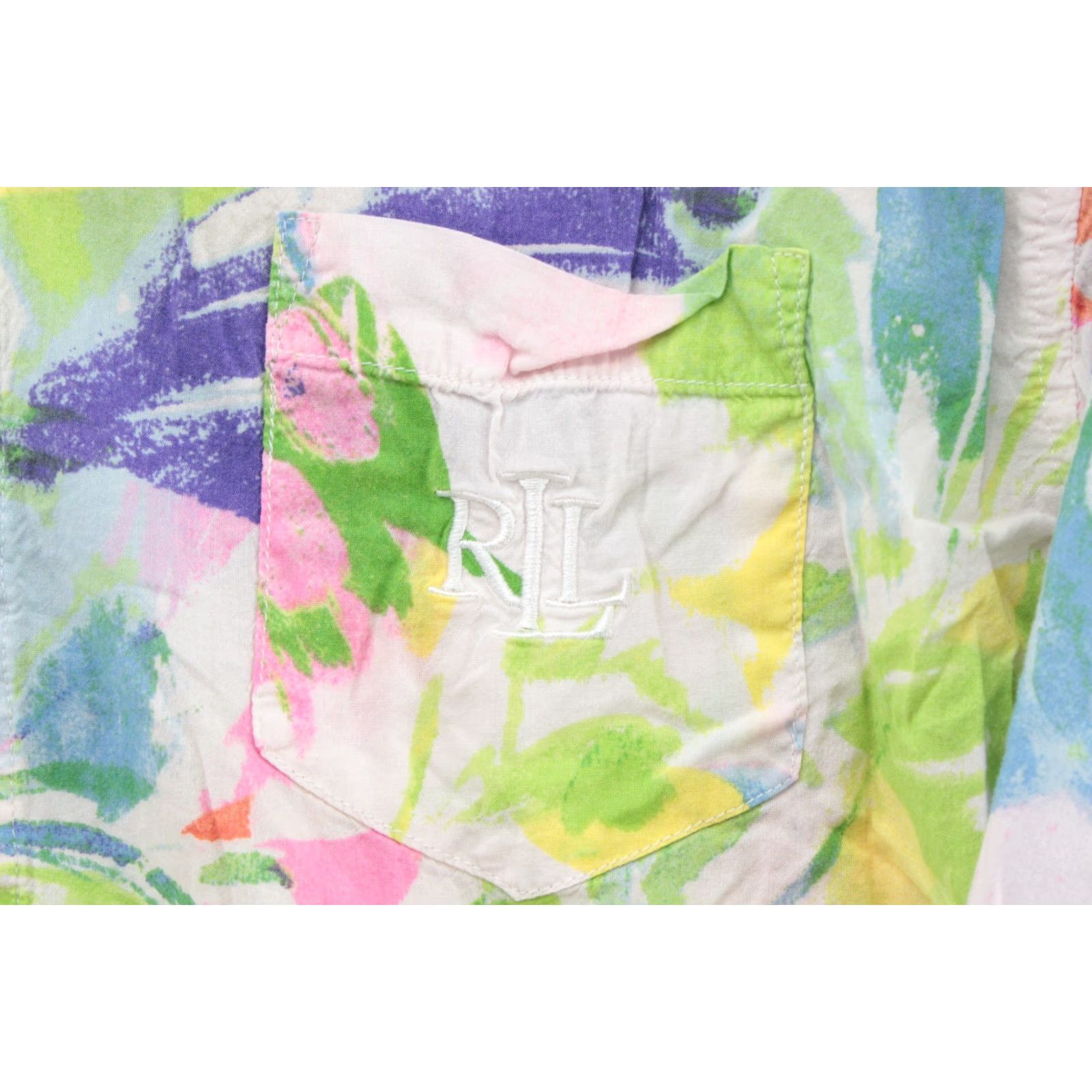 Ralph Lauren Lauren Ralph Lauren Top Shirt Women's Floral Print 3/4 Roll-Tab Sleeve Knit Long Multicolor Button-Up Casual Business Workwear Adult M Womens Size M / US 6-8 / IT 42-44 - 3 Thumbnail