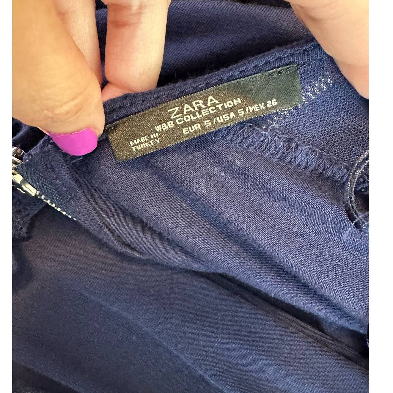Zara Zara blue 3/4 sleeves detail back zipper blouse size small Size S / US 4 / IT 40 - 3 Thumbnail