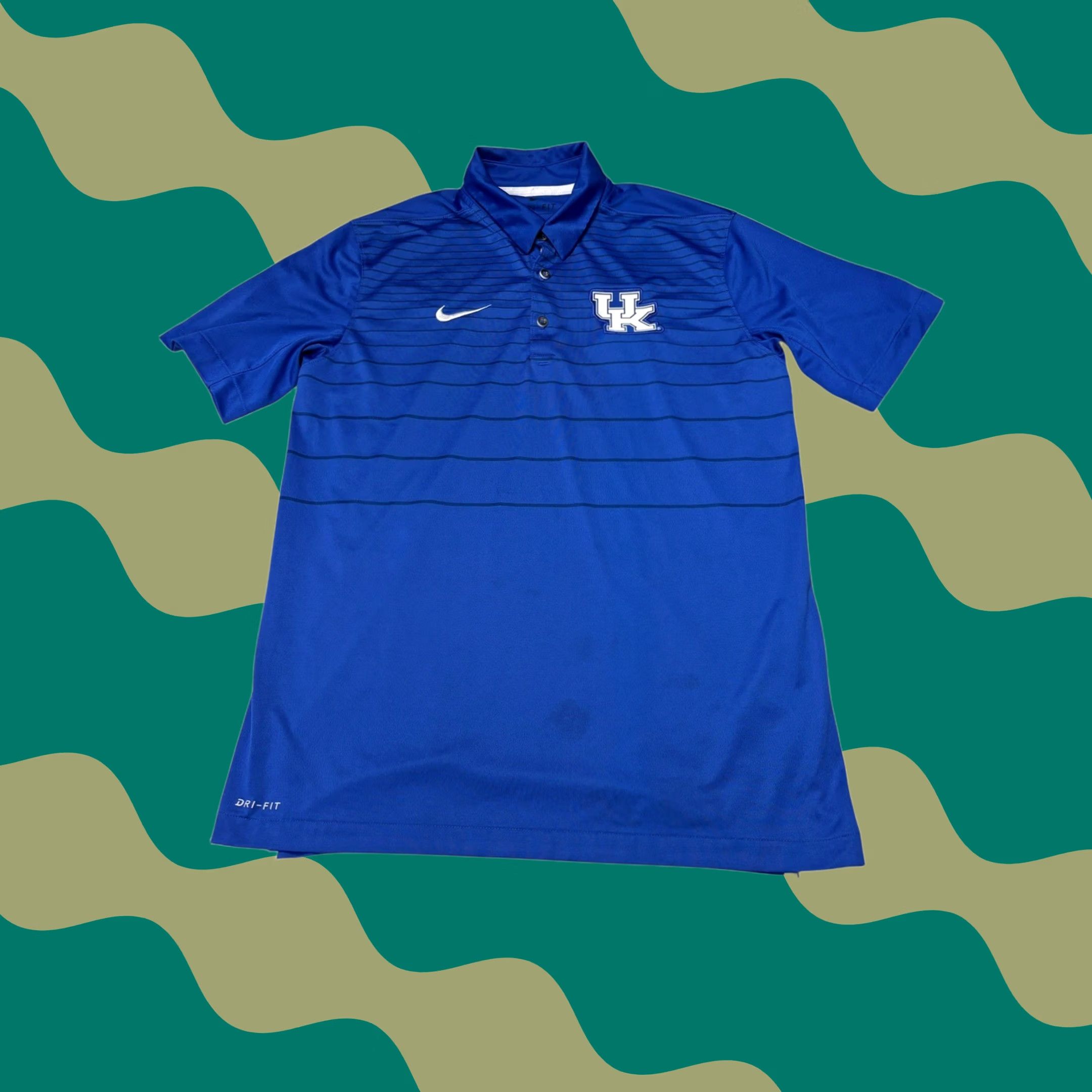 Nike Nike Kentucky Wildcats Dri-FIT Polo Shirt Mens M Blue Striped UK Logo Polo Shirt Size US M / EU 48-50 / 2 - 1 Thumbnail