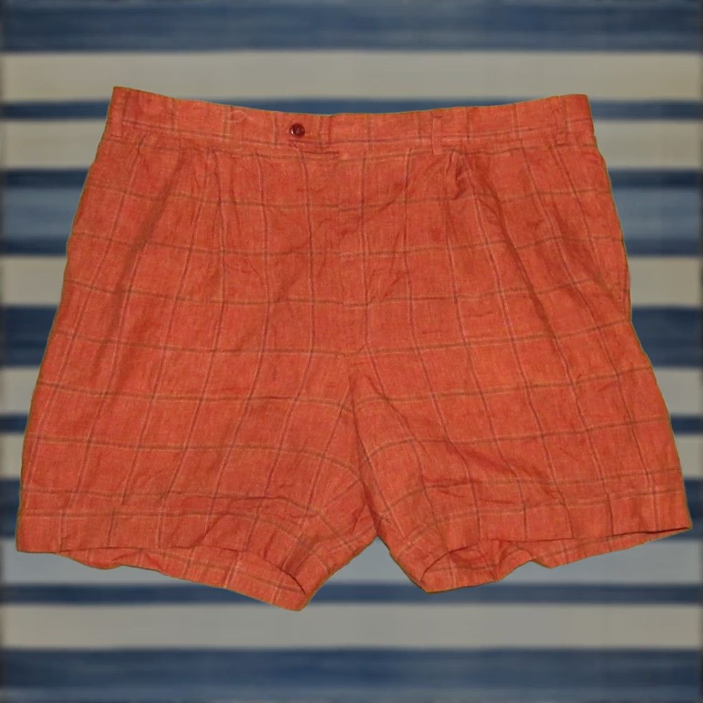 Vintage MABITEX Rust Linen Windowpane Pleated 6" Chino Shorts 38 Mens Regular Rust Linen Windowpane Chino Shorts 38 Mens Size US 38 / EU 54 - 1 Thumbnail